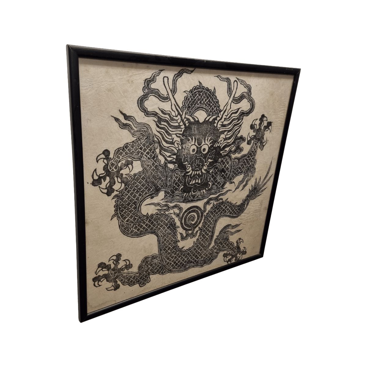 Asian Dragon Painting On Rice Paper, 1970s photo for sale