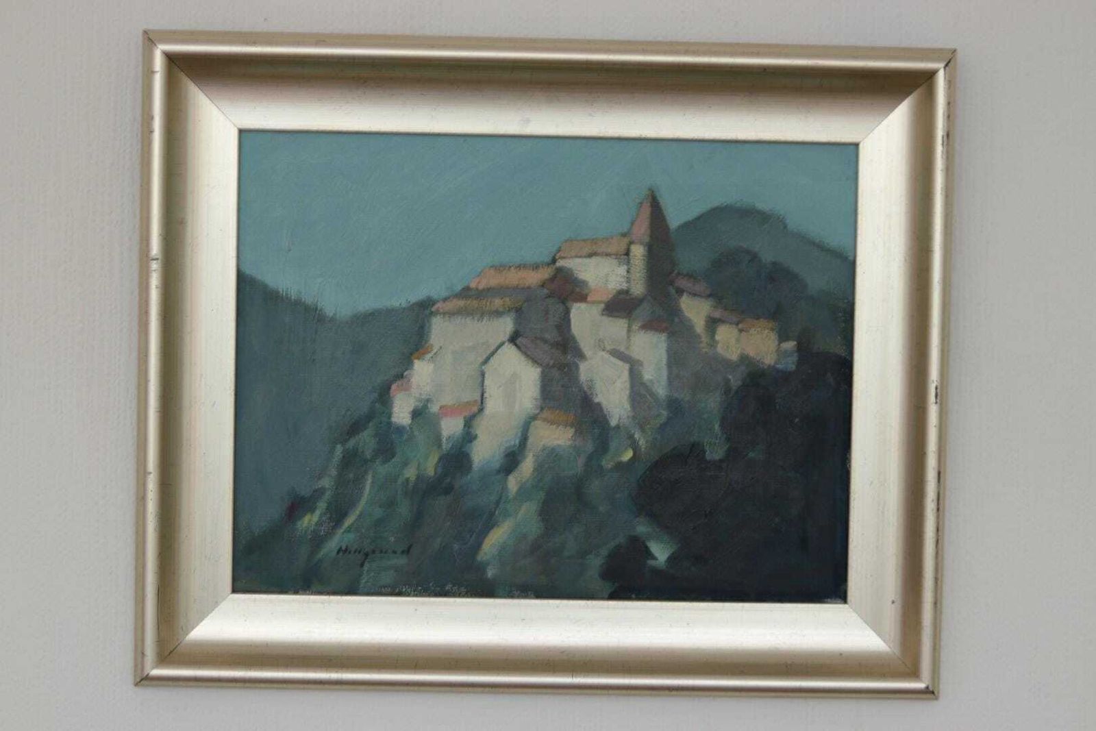 photo for sale Original Mid Century Swedish Oil On Canvas – “Village Motif” By Bengt Hillgrund – Vintage & Framed 42.5 × 53 Cm (16.7" × 20.9")