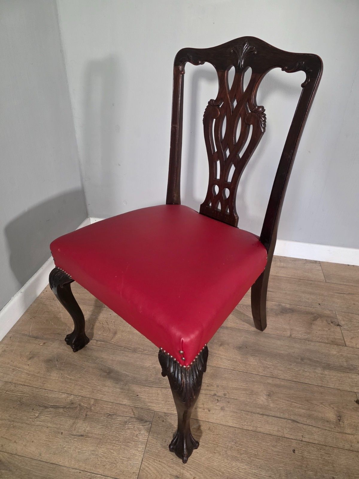 Set Of 4 Antique Mahogany Chippendale Style Dining Chairs 1900s photo vinterior