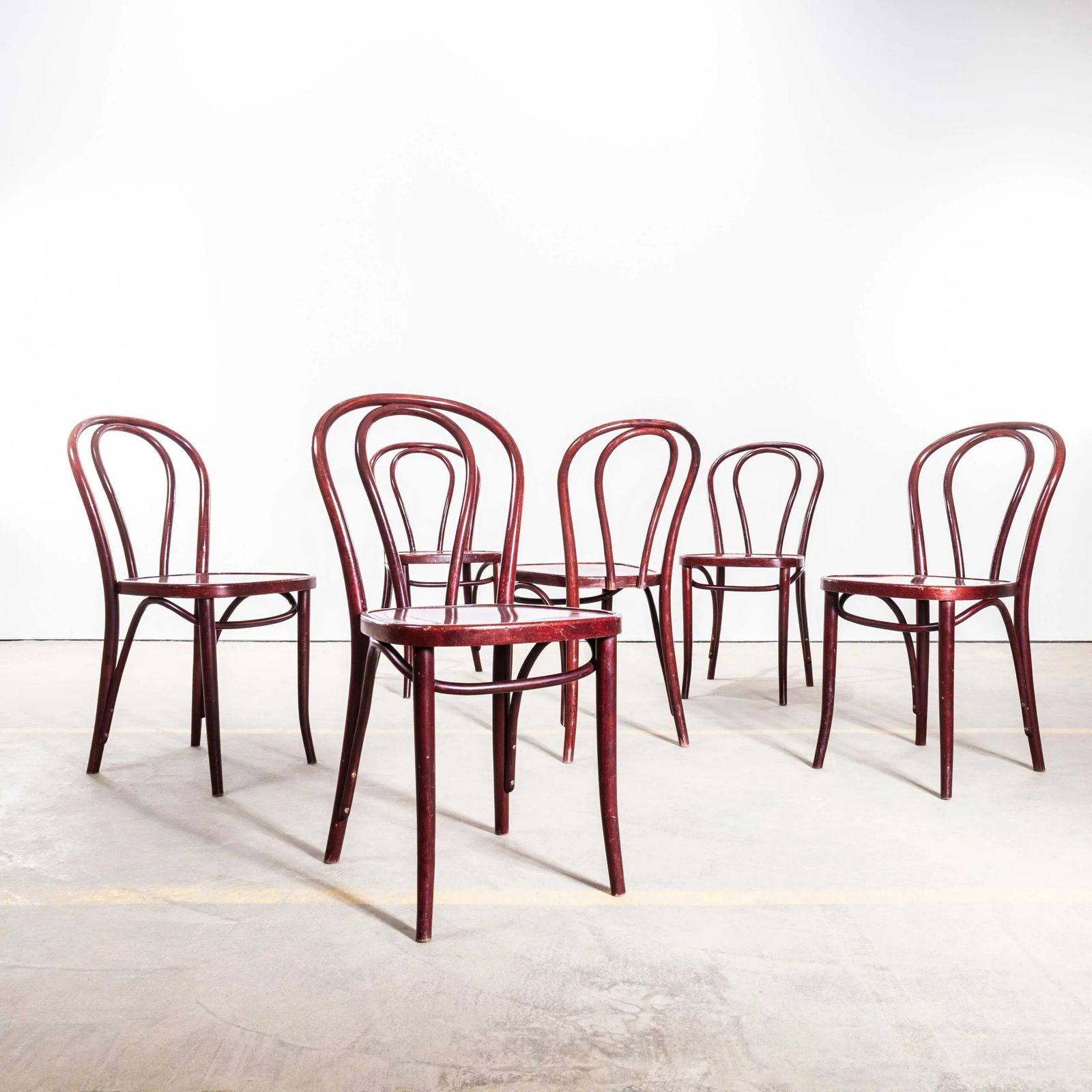 1980’s Classic Dark Mahogany Hoop Back Bentwood Dining Chairs photo for sale