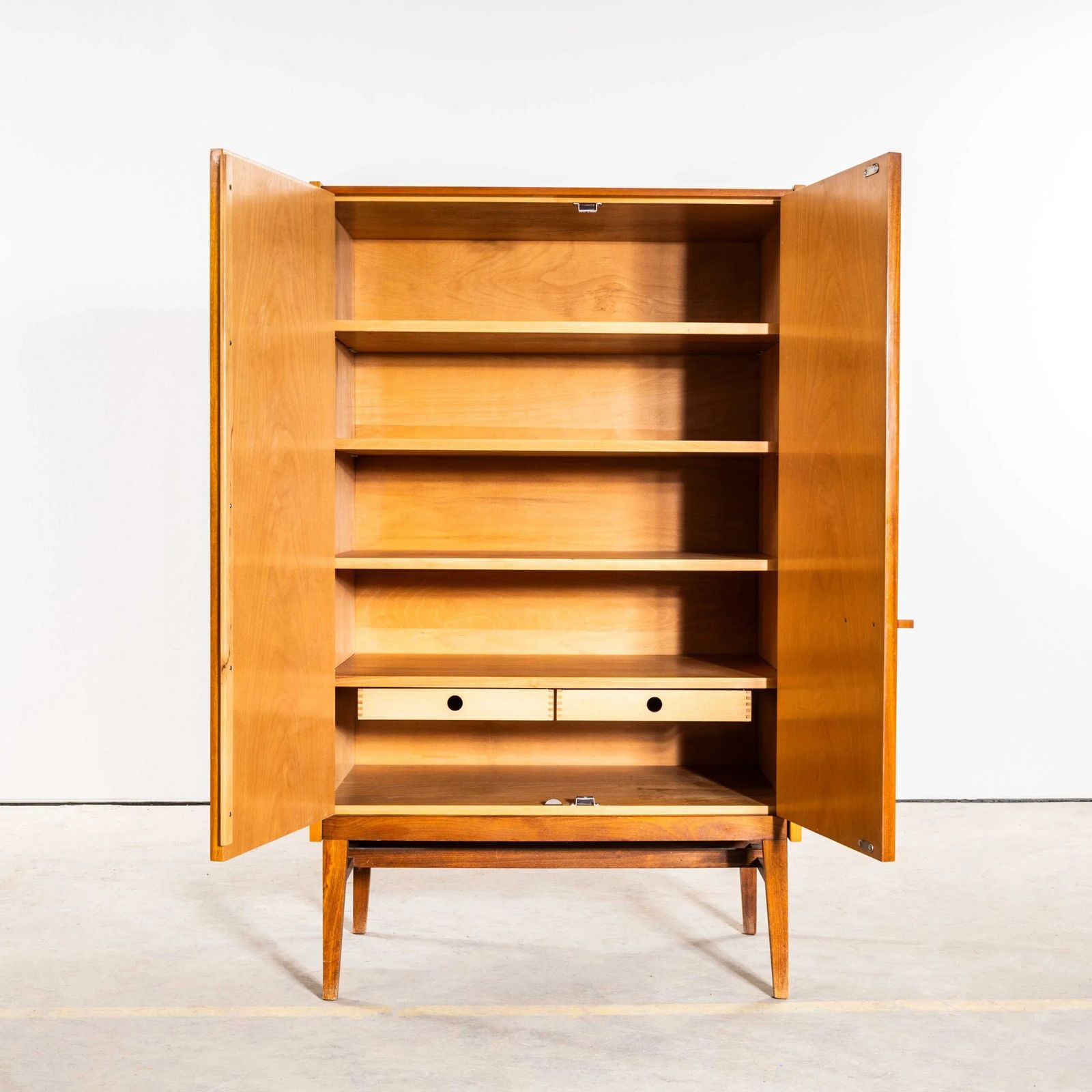 1960’s Mid Century Sapele Shelved Cupboard With Pin Legs photo furniture