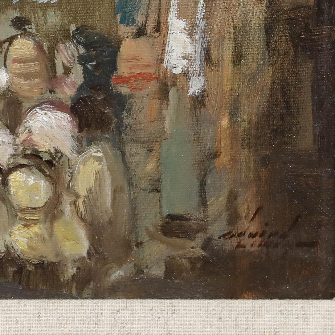 Framed 20th Century Oil The Old Market Bazaar, Istanbul photo vinterior