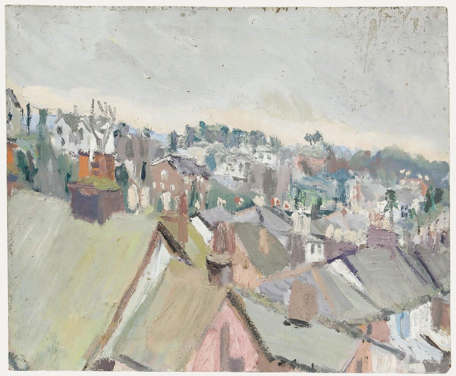 Modern British School Mid 20th Century Oil View Over Roof Tops