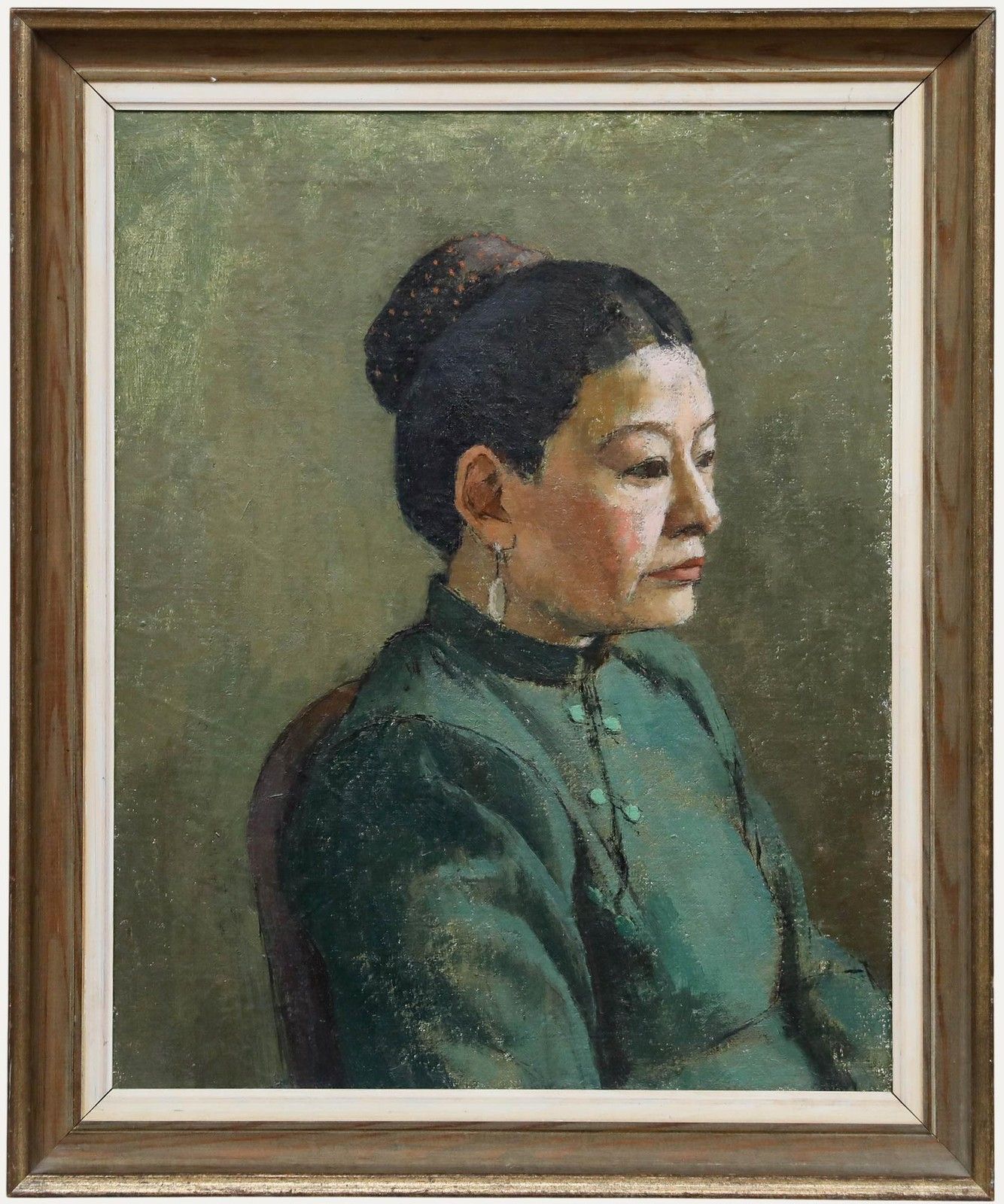 Aingelda Redmond (B.1927) 20th Century Oil, Lady In Green