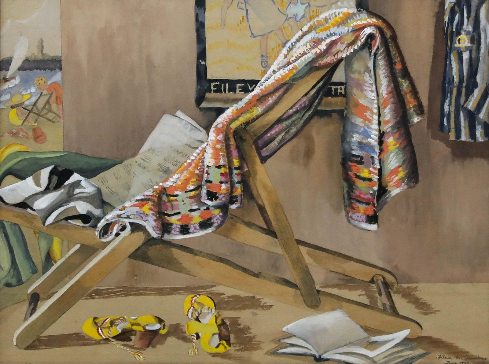 Hilma M. Armitage 1937 Gouache, Deckchair photo furniture