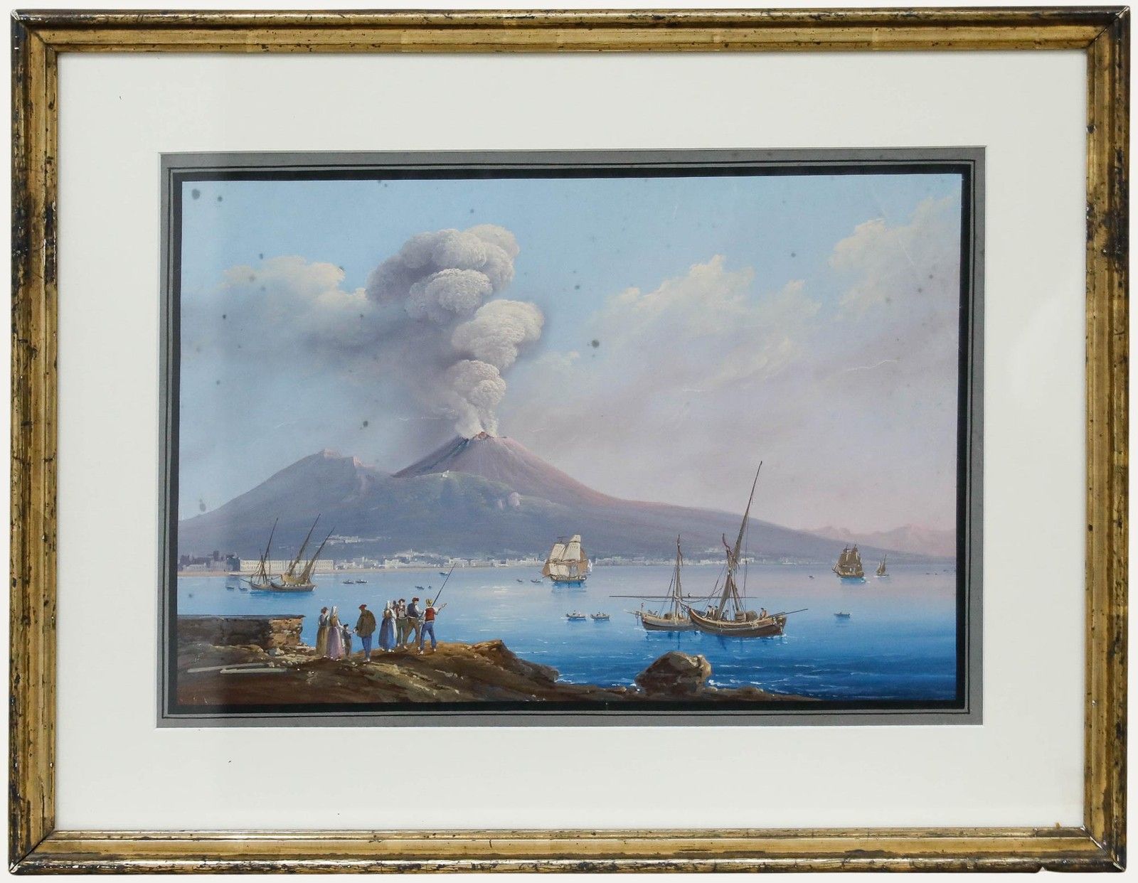 Attrib. Gioacchino La Pira (Act.1839 1870) Gouache, Mount Vesuvius