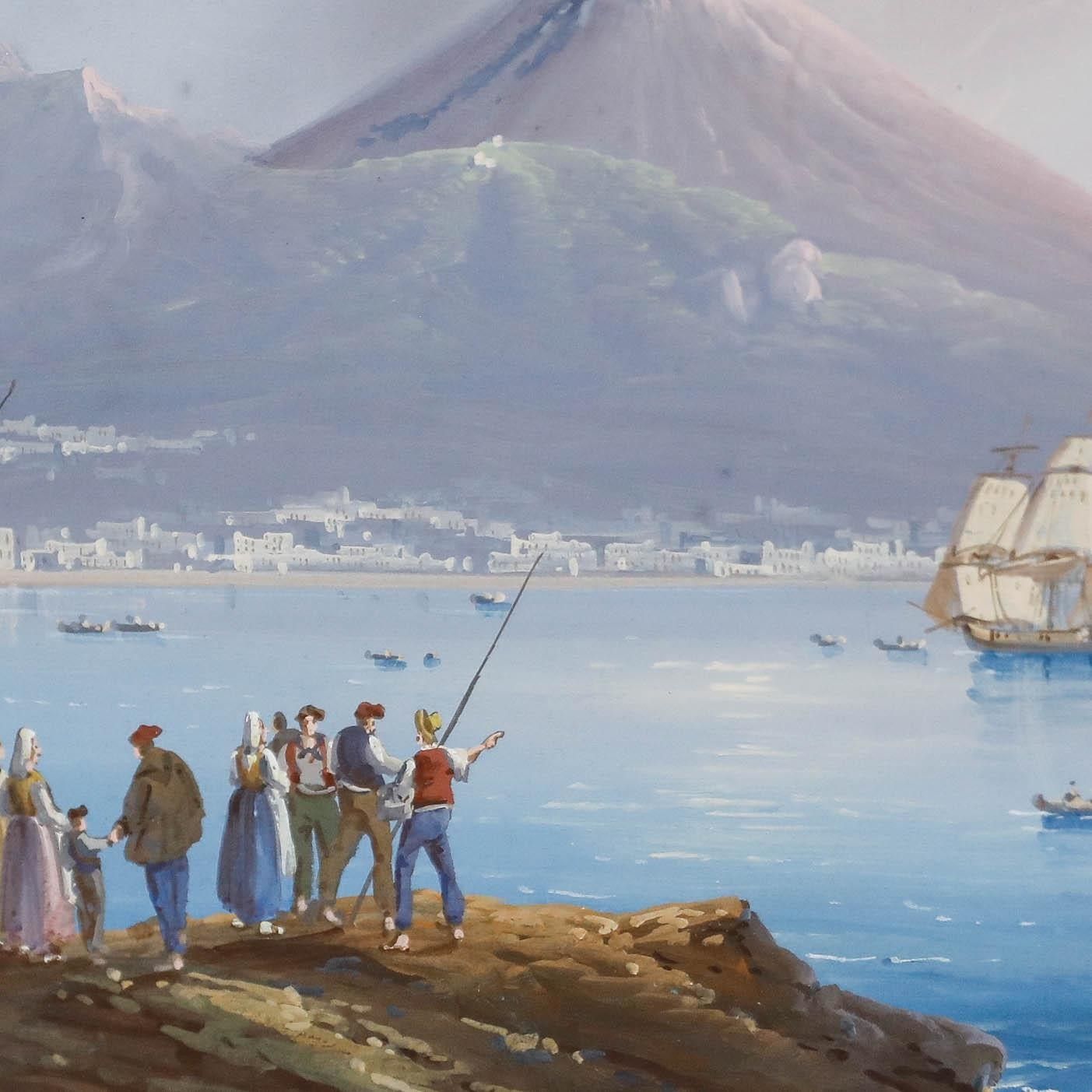 Attrib. Gioacchino La Pira (Act.1839 1870) Gouache, Mount Vesuvius photo 850.0