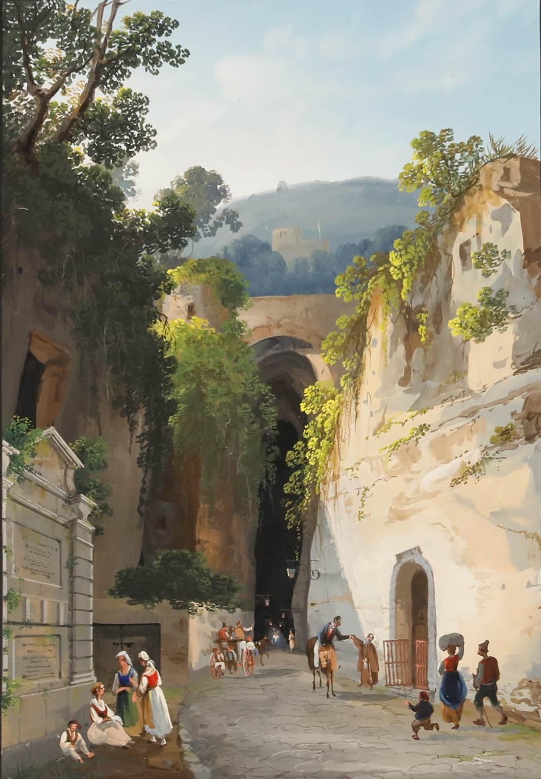 Attrib. Gioacchino La Pira (Act.1839 1870) Gouache, Crypta Napoletana photo furniture
