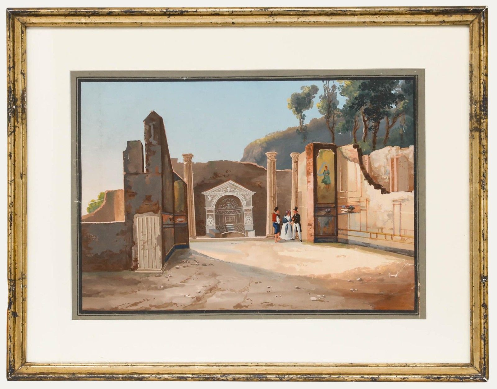 Attrib. Gioacchino La Pira (Act.1839 1870) Gouache, Casa Della Fontana Grande