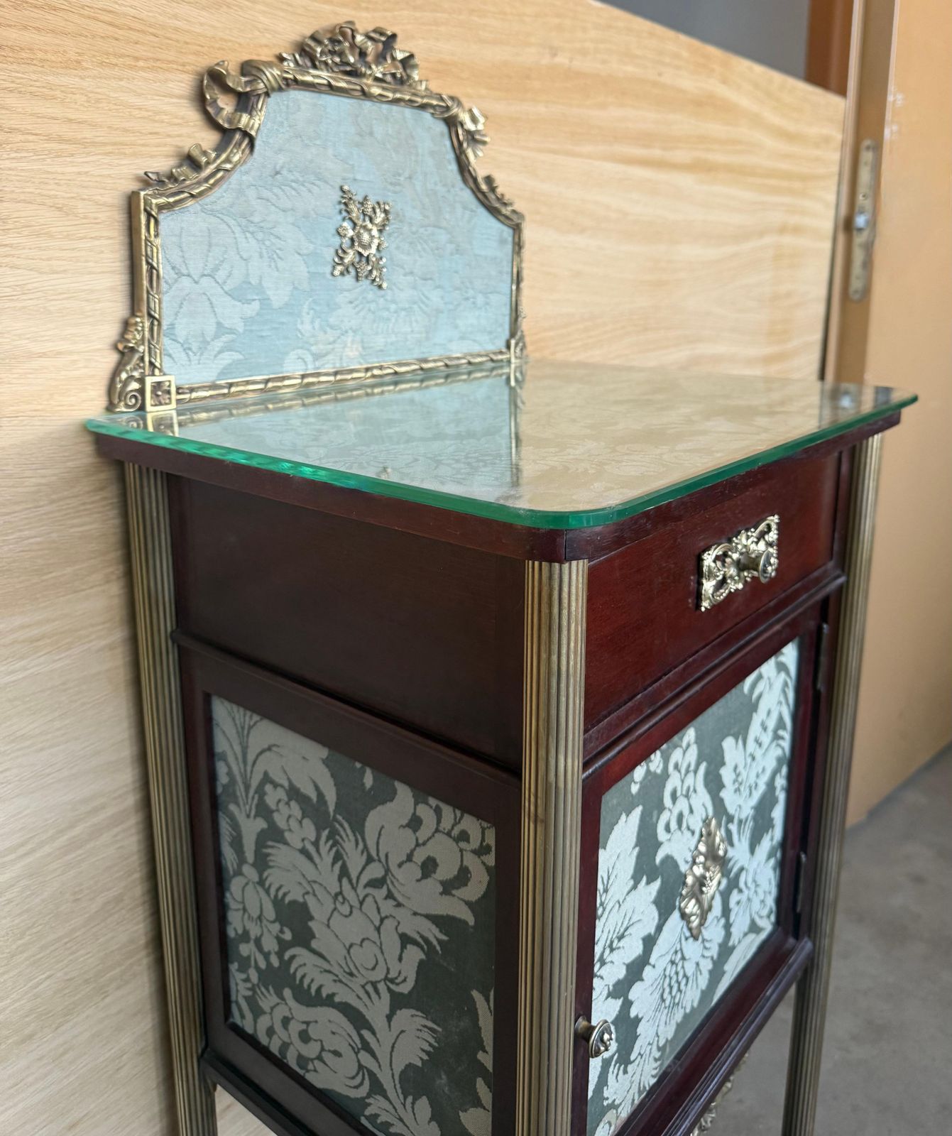 photo for sale Pair Of Antique French 19th Hight Night Stands Or Bedside Mahogany Tables