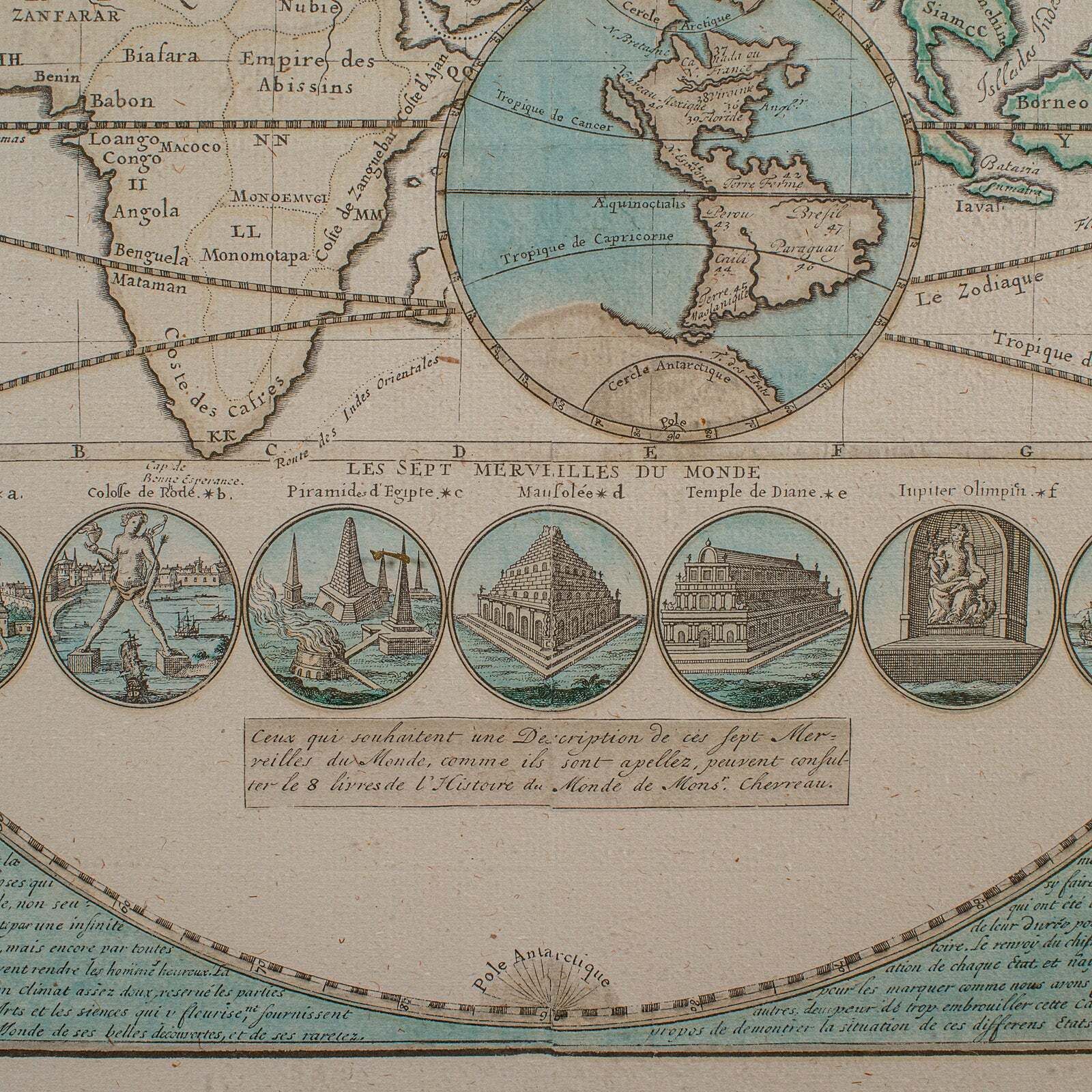 photo furniture Antique Plan De L'historie Universelle World Map, Framed Cartography, Circa 1730