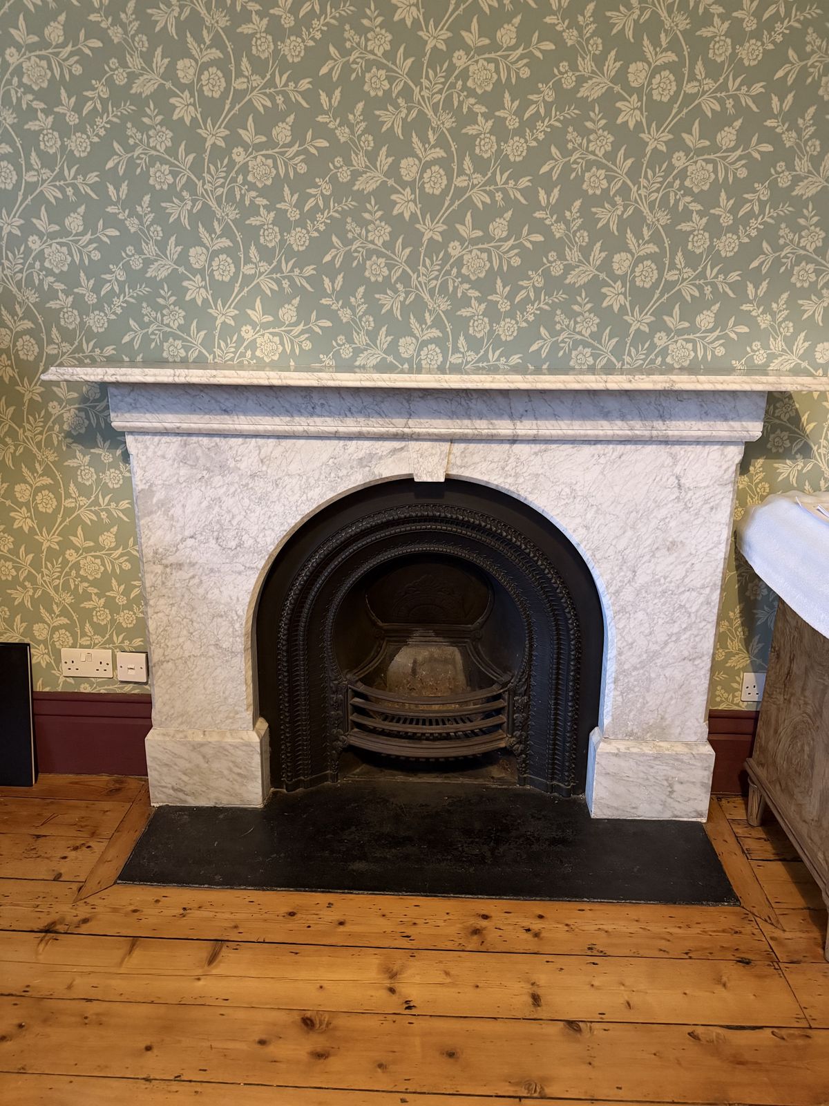 Large Carrara Marble Fireplace And Grate/Insert