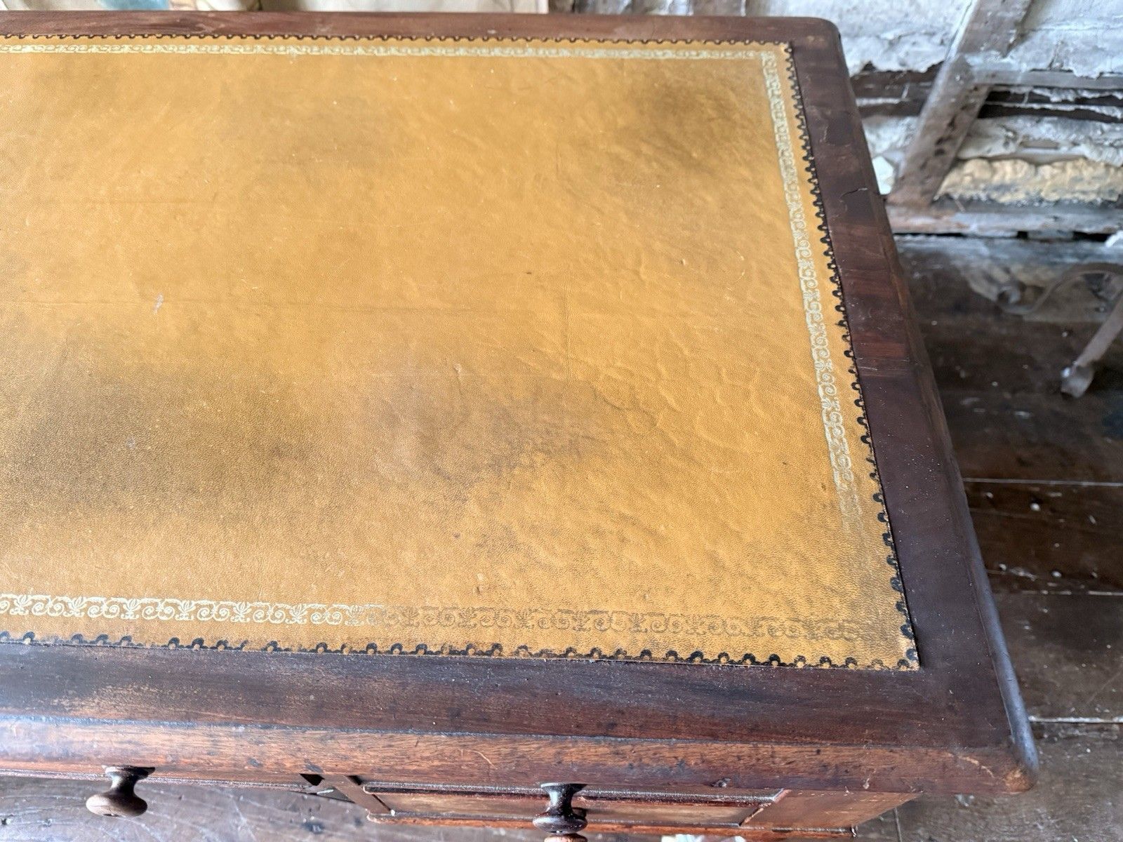 photo for sale English Original Antique Regency Rustic Writers Office Desk W/ Drawers 1820 C