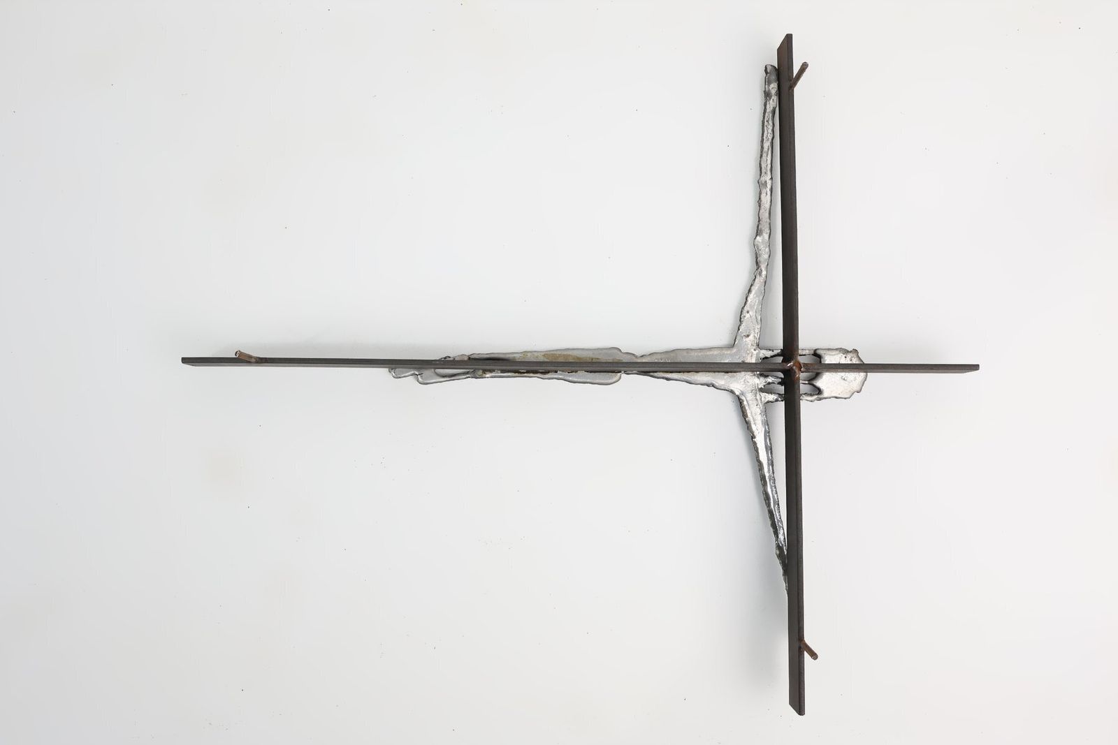 Brutalist Welded Iron Crucifix Wall Sculpture By Pia Manu, 1950s photo Art