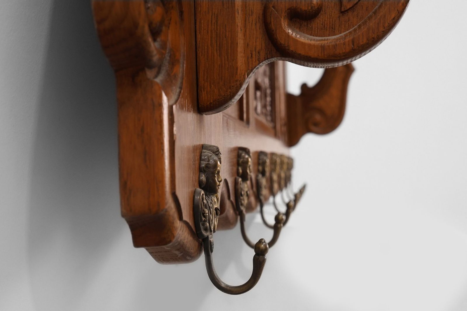 photo furniture 20th Century Baroque Belgian Bruegel Oak Coat Rack, 1950s