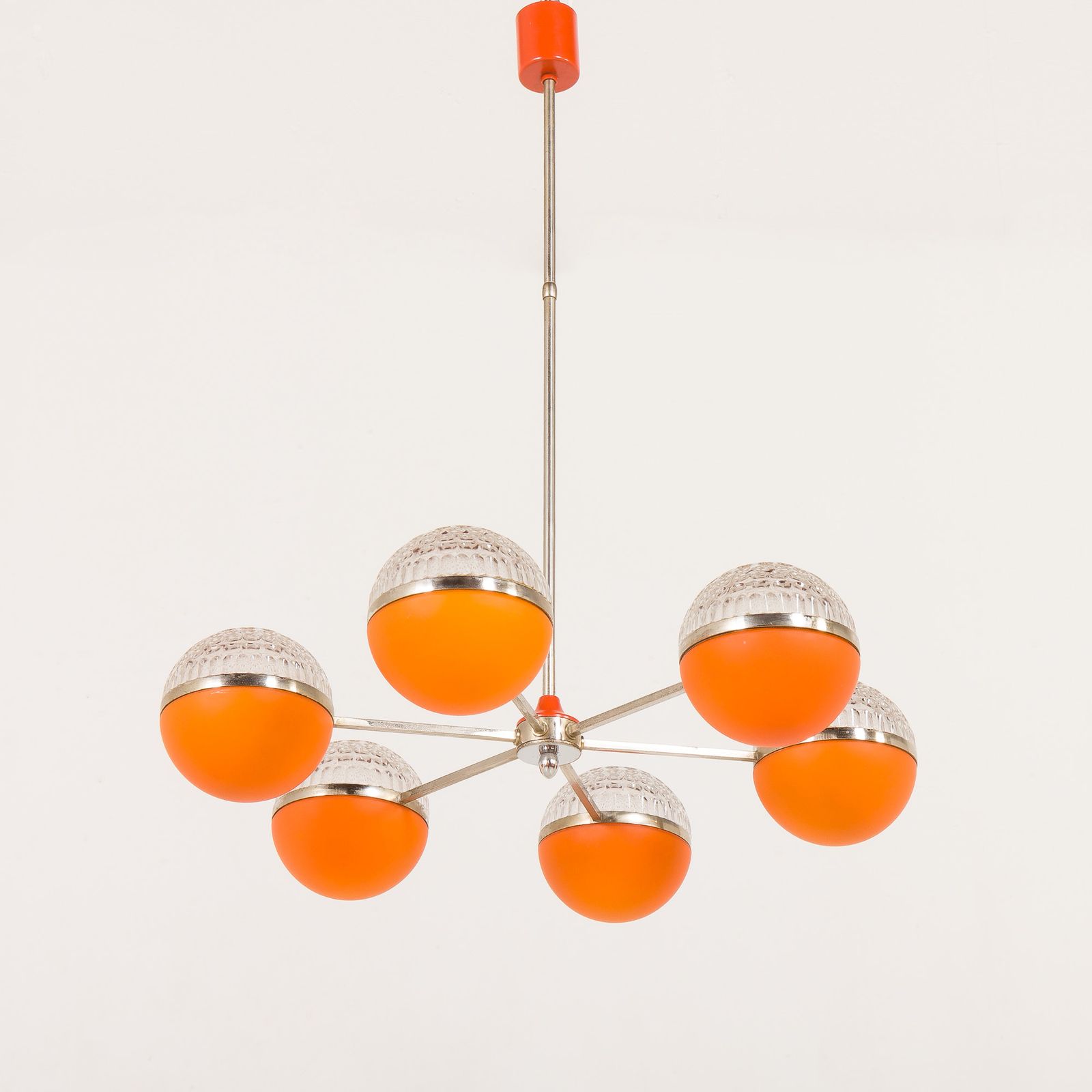Italian Space Age Chandelier With Crystal Glass Shades, 1970s photo buy