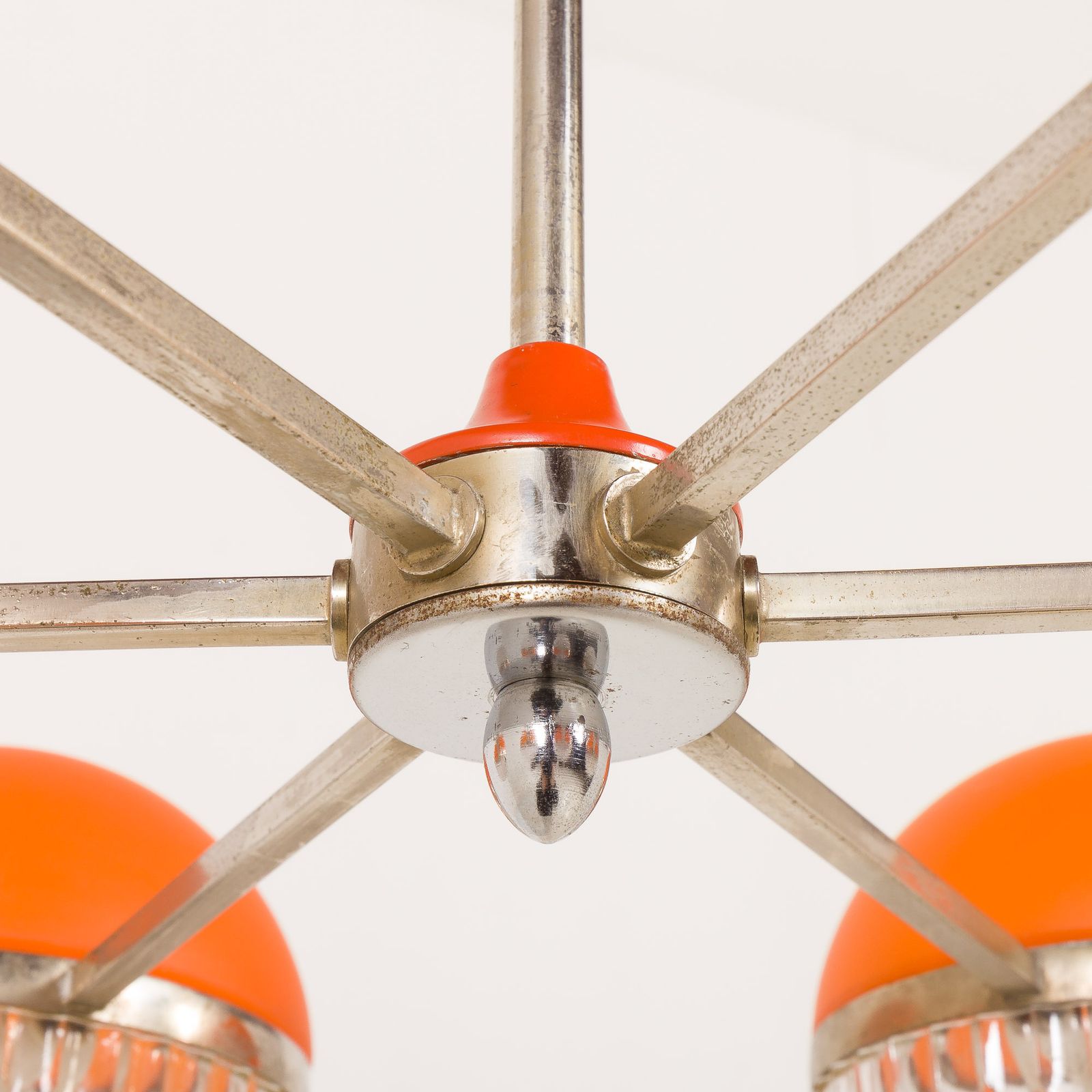 Lighting Italian Space Age Chandelier With Crystal Glass Shades, 1970s photo