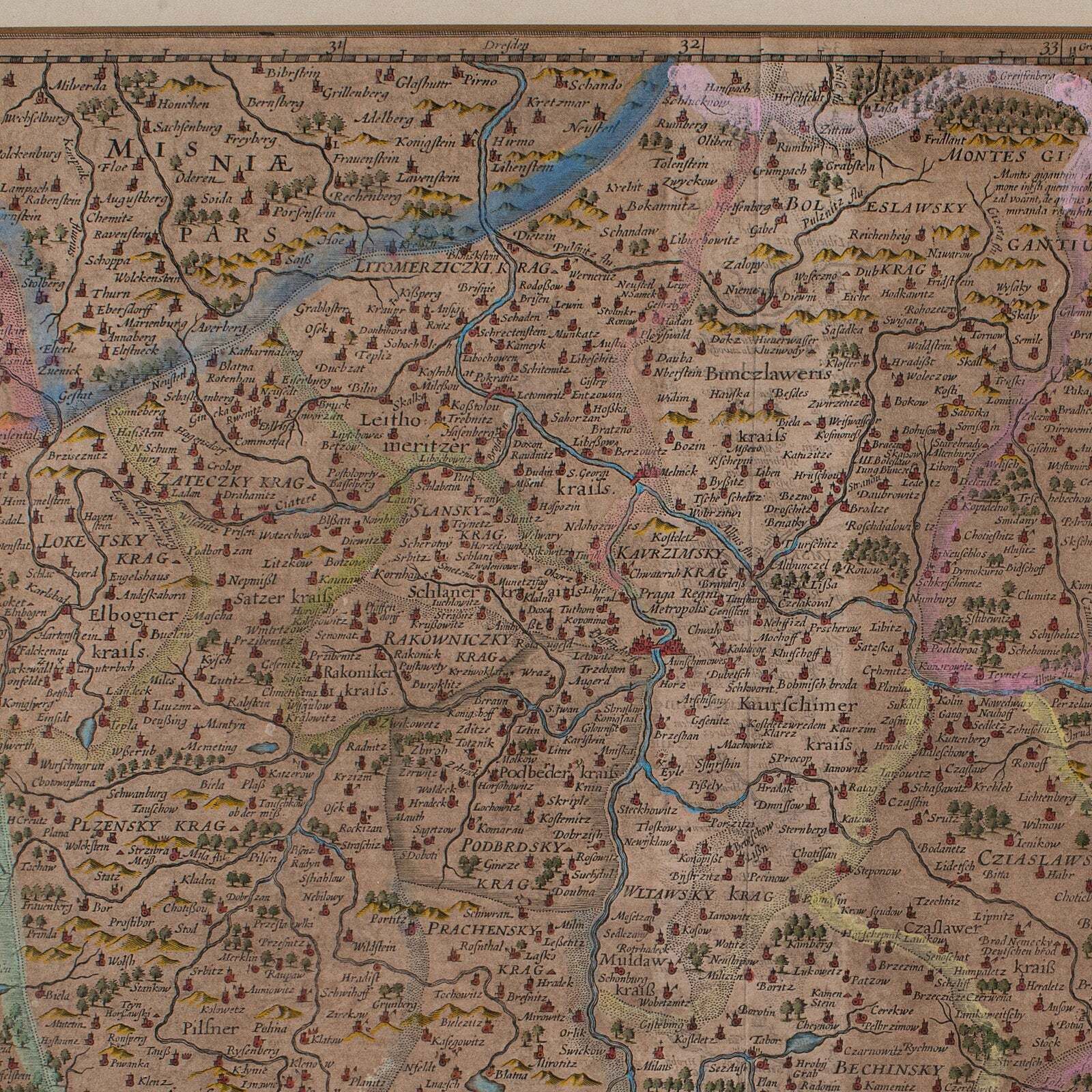 Antique Map Of Bohemia, Dutch, Framed Cartography, Johannes Janssonius, C.1630 photo vinterior