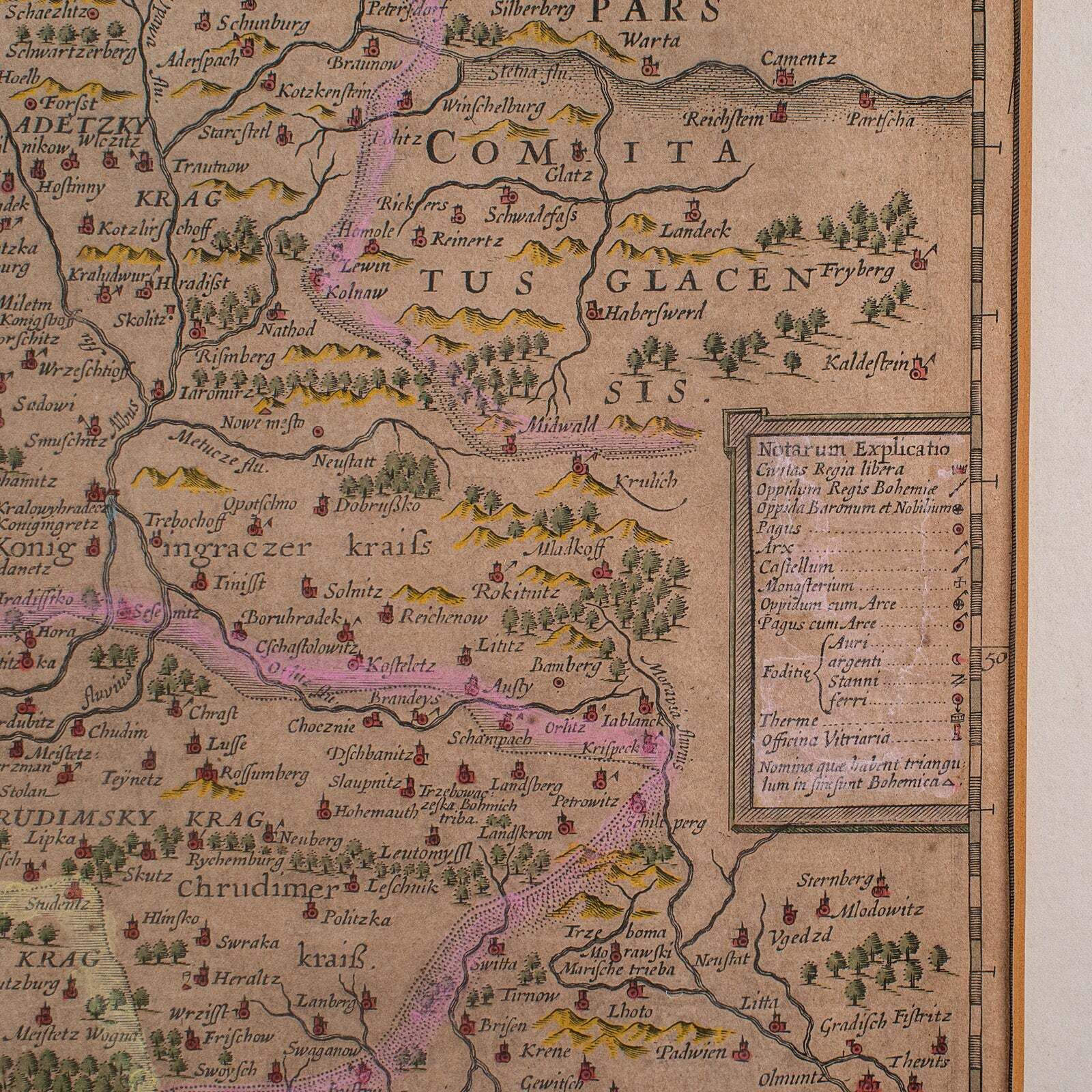 photo for sale Antique Map Of Bohemia, Dutch, Framed Cartography, Johannes Janssonius, C.1630