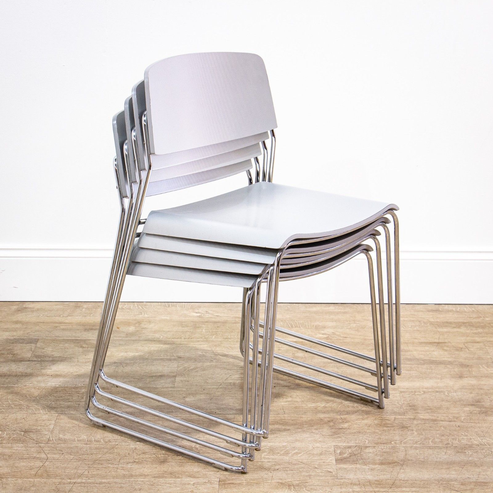 Set Of 4 Silver Grey Stacking Chairs By Talin Of Italy photo furniture