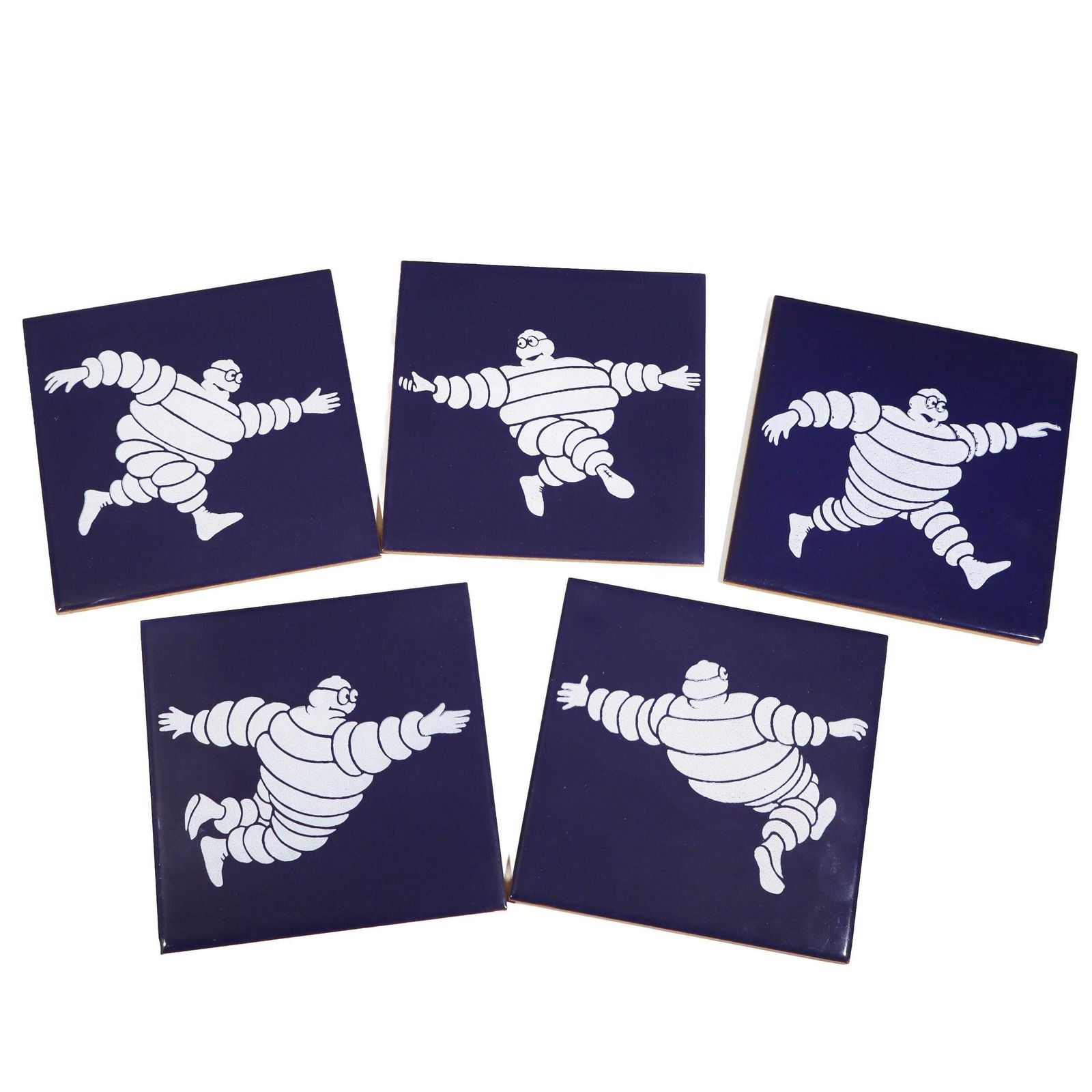 Vintage Ceramic Michelin Man Garage Tile, Set Of 5, 1960s. photo for sale