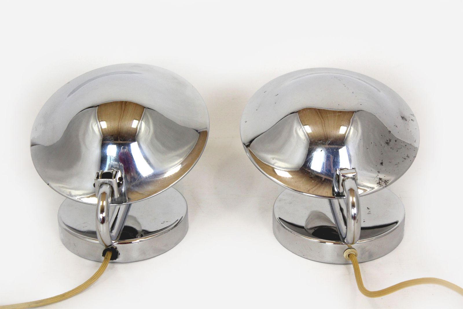 photo vinterior Pair Of Bauhaus Style Chrome Bedside Table Lamps From Napako, Czechoslovakia, 1930s
