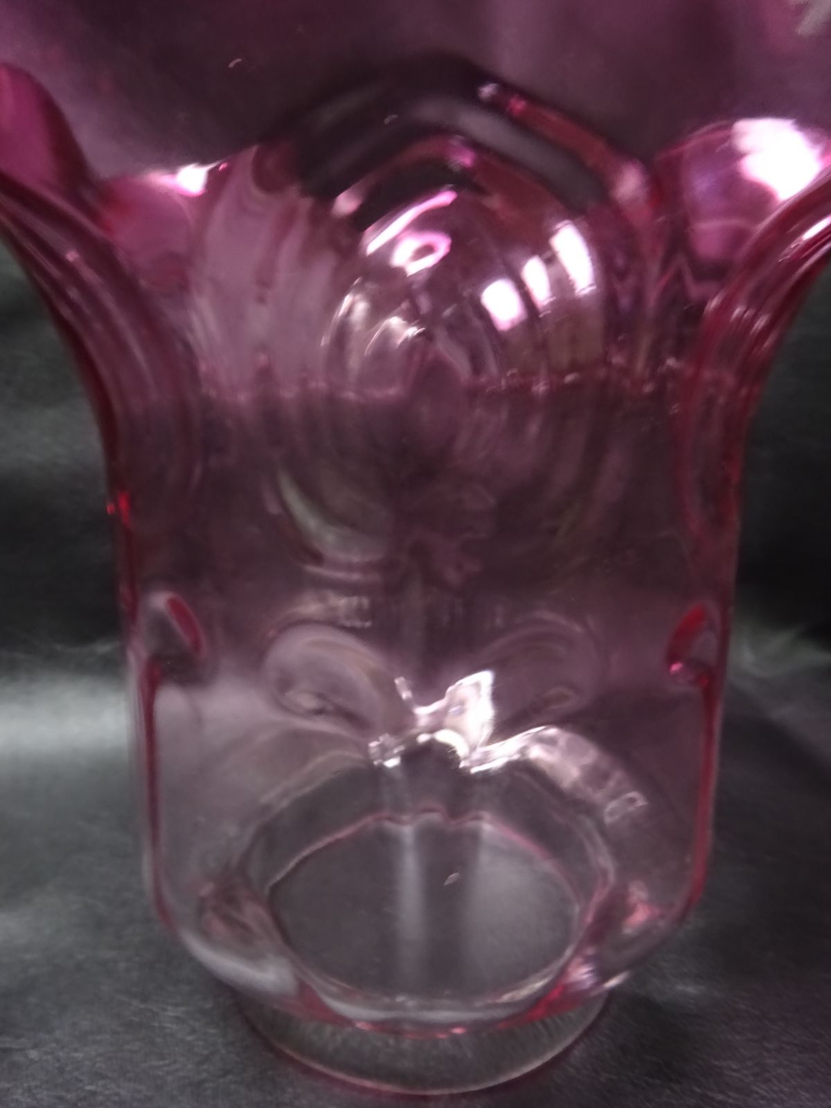 Victorian Cranberry Embossed Glass Oil Lamp Shade photo vinterior