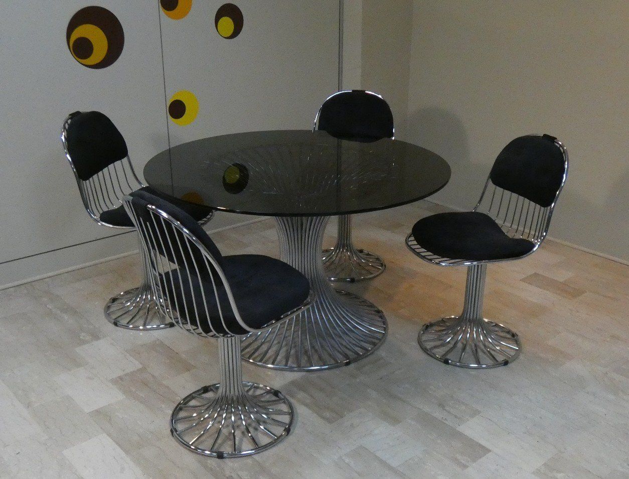 Margot Chairs And Tulip Dining Table By Gastone Rinaldi For Rima, Italy, 1968, Set Of 5 photo for sale