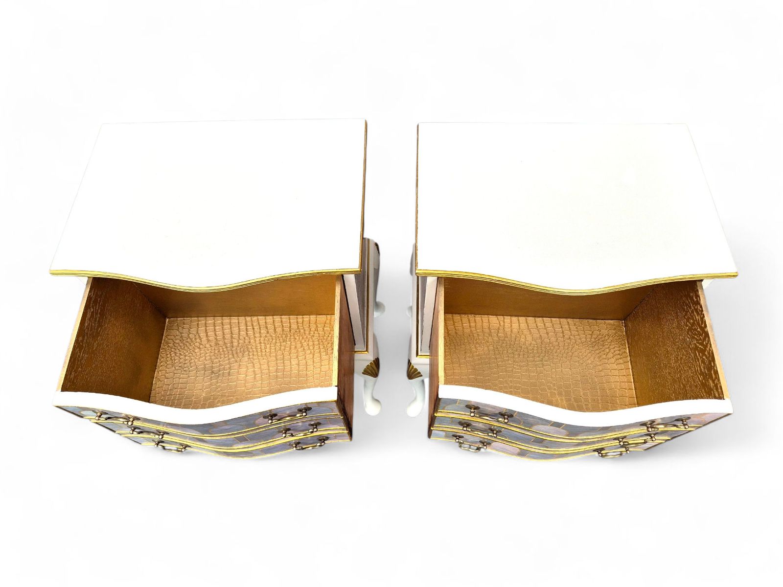 Pair Of Professionally Upcycled Bedsides With Art Deco Bethan Gray Decoupage photo buy