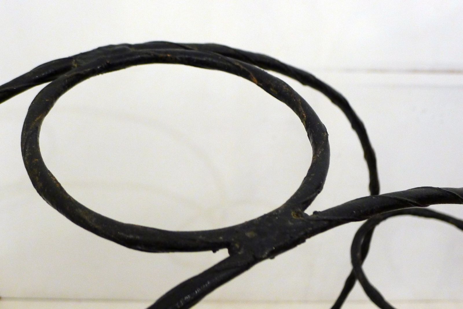 photo for sale Round Openwork 4 Plant Stand In Black Wrought Iron, 1960s