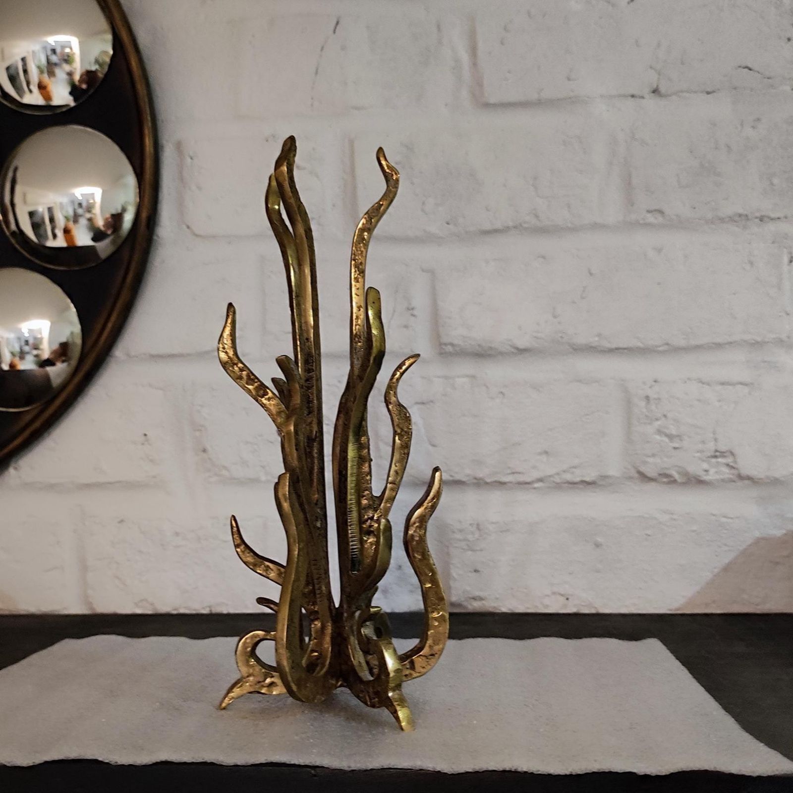 photo vintage 1960s Sculptural Brutalist Bronze Candle Holder Or Vase By Heinz Goll