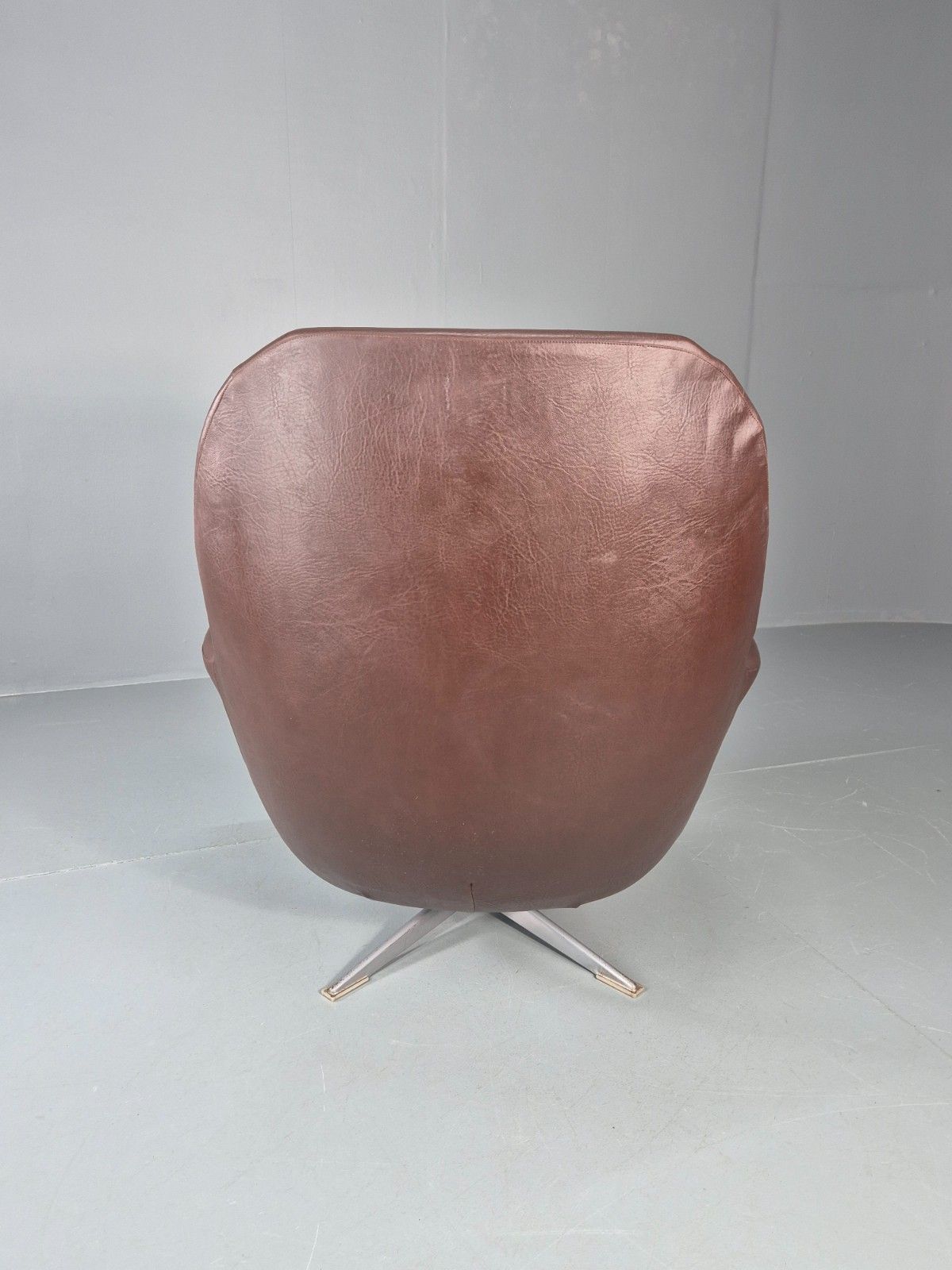 Retro Swivel Bucket Chair 1970s Denmark Brown Vinyl Mid Century Eb11415 Mswi photo buy
