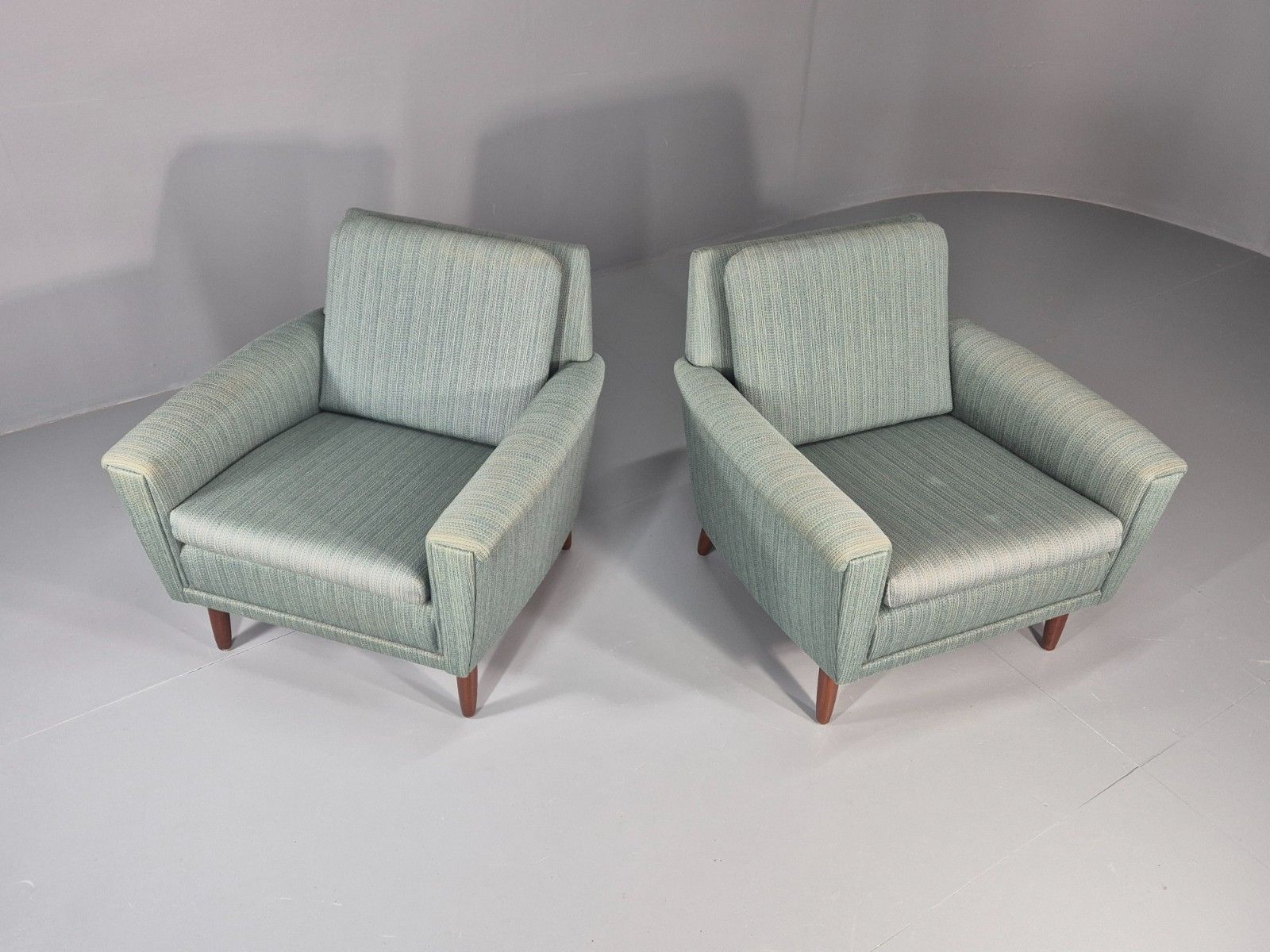 2 Mid Century Lounge Chairs 1960s Denmark Blue Wool Retro Eb11403 Mnor photo furniture