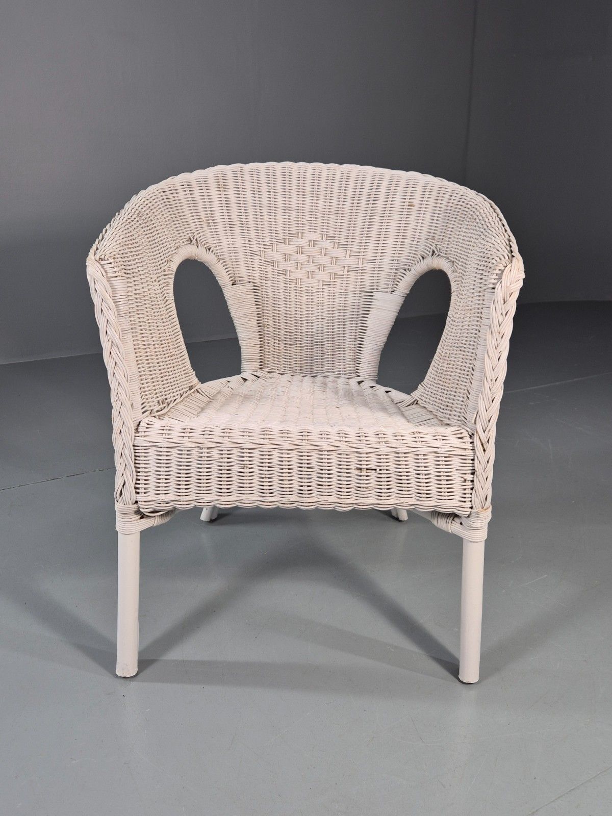 Vintage Rattan Lounge Chair White Painted 1970s Retro Eb11219 Vber photo furniture