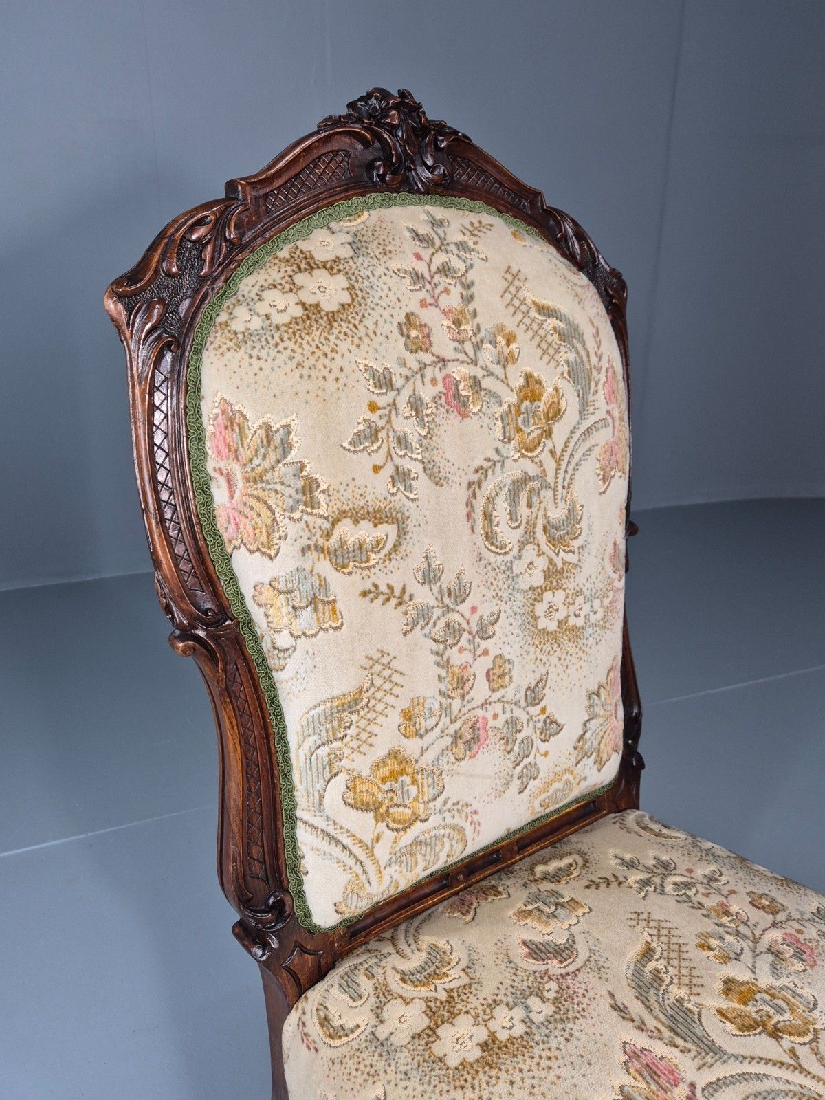 Antique Mahogany Nursing Chair Floral Upholstery 1880s Victorian Eb11175 Vclo photo vinterior