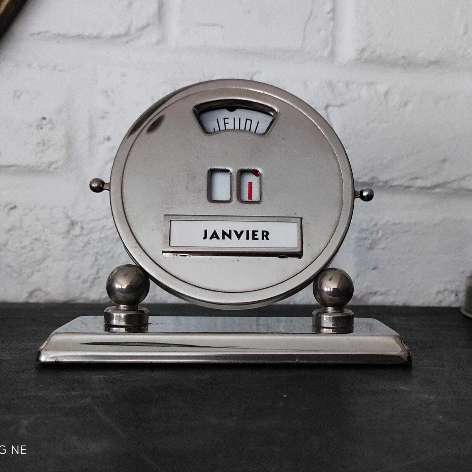 Art Deco Chrome Perpetual Calendar Antique Mistral French Desktop Calendar