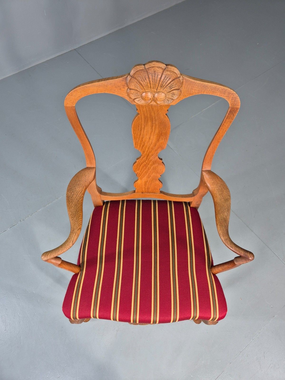 Antique Rococo Revival Oak Chair Danish 1880 Splat Back Shell Motif Eb10887 Vdin photo vintage