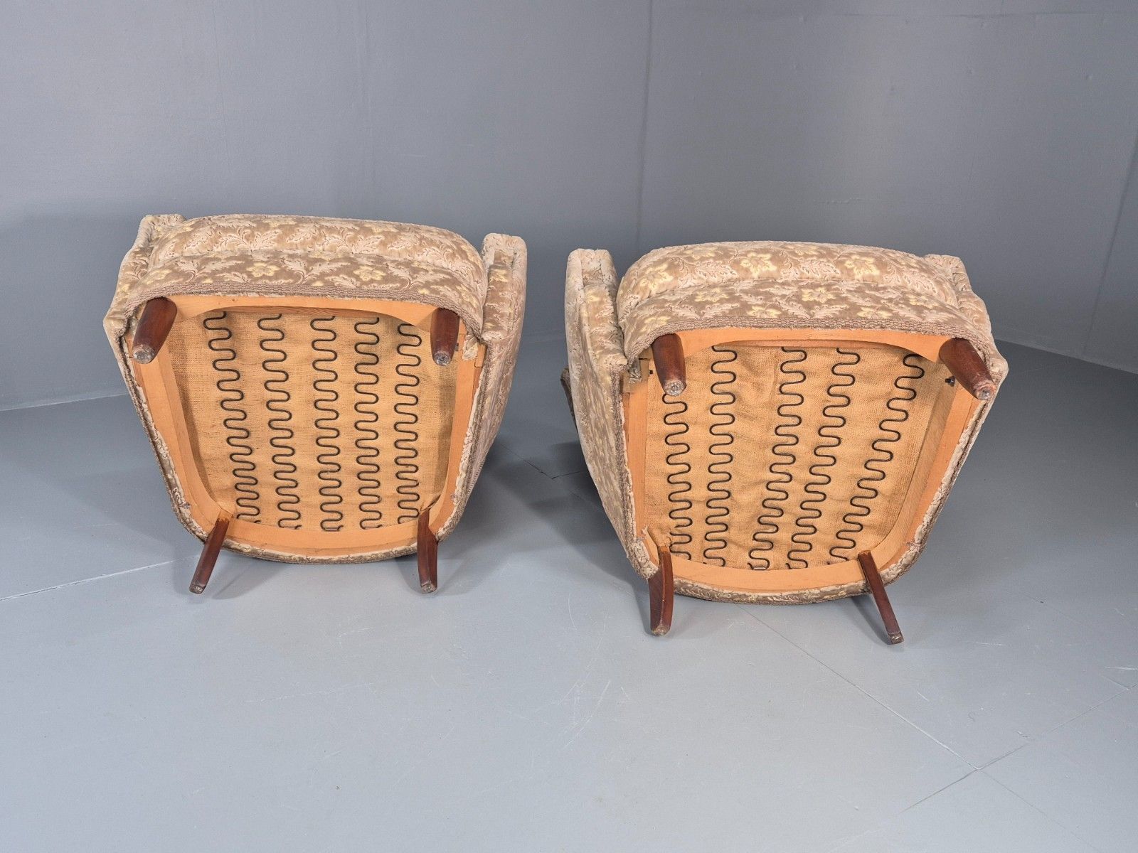 Furniture 2 1950s Lounge Chairs Mid Century Danish Floral Moquette Retro  Eb11318 Mnor photo
