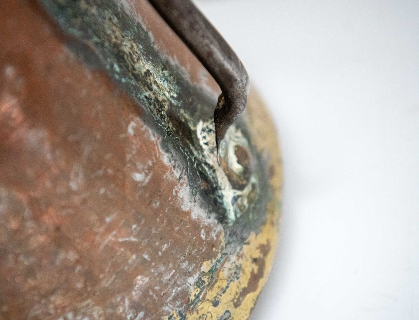 Large 18th Century English Hand Raised Copper Ale Jug With Lid – Initialled “Nh” photo for sale