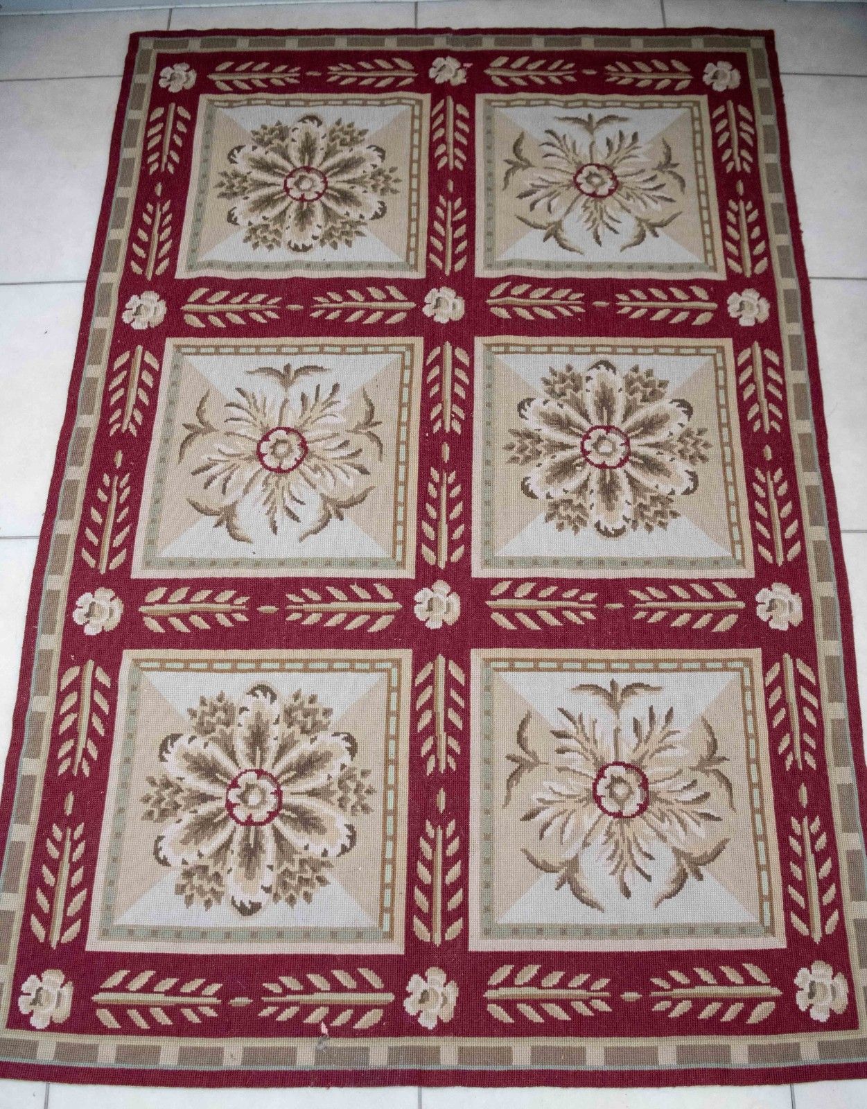 Aubusson French Style Antique Hand Made Needlepoint Rug 114cm X 177cm photo furniture