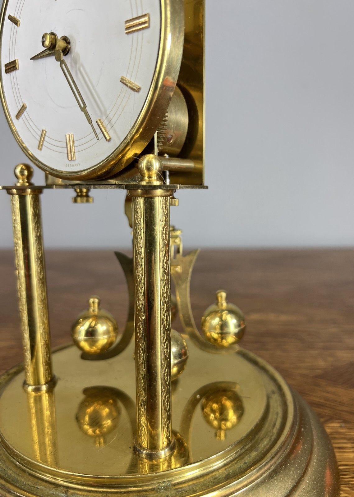 Clock Kern  Vintage Style Glass Dome Brass Anniversary Clock Lot 4676 photo vinterior