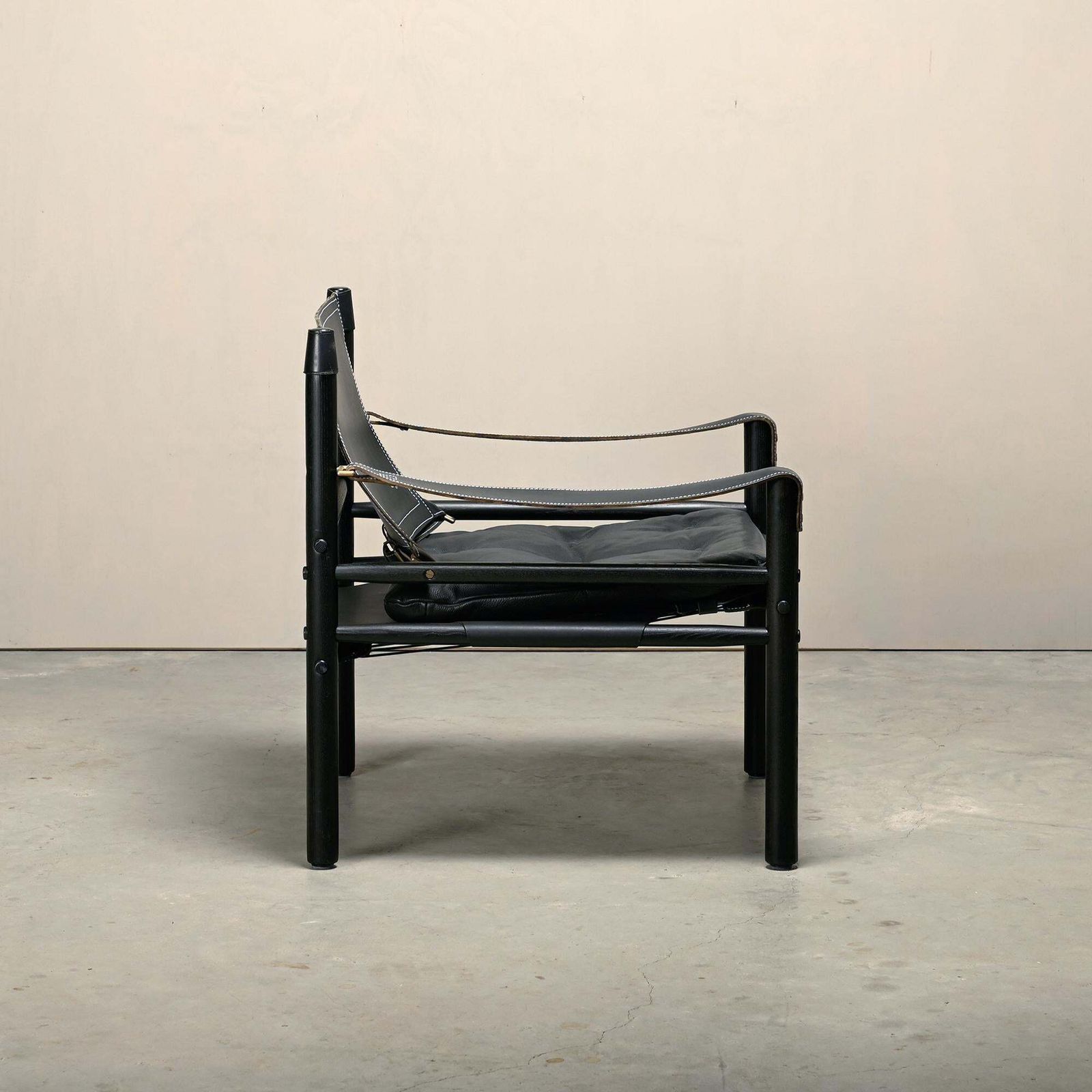 Arne Norell Sirocco Safari Lounge Chair In Black Leather / Stained Ash, Sweden photo Furniture