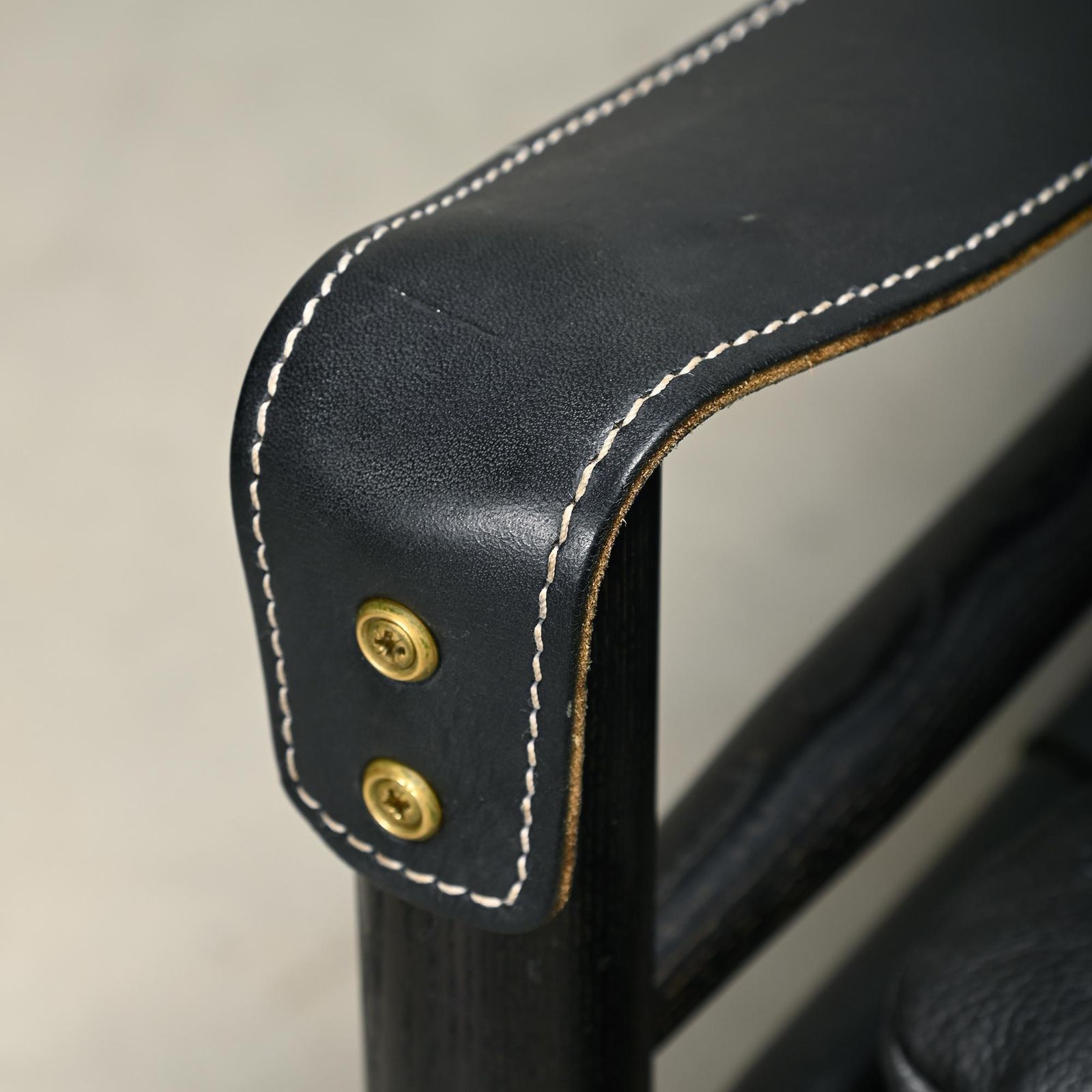 photo buy Arne Norell Sirocco Safari Lounge Chair In Black Leather / Stained Ash, Sweden