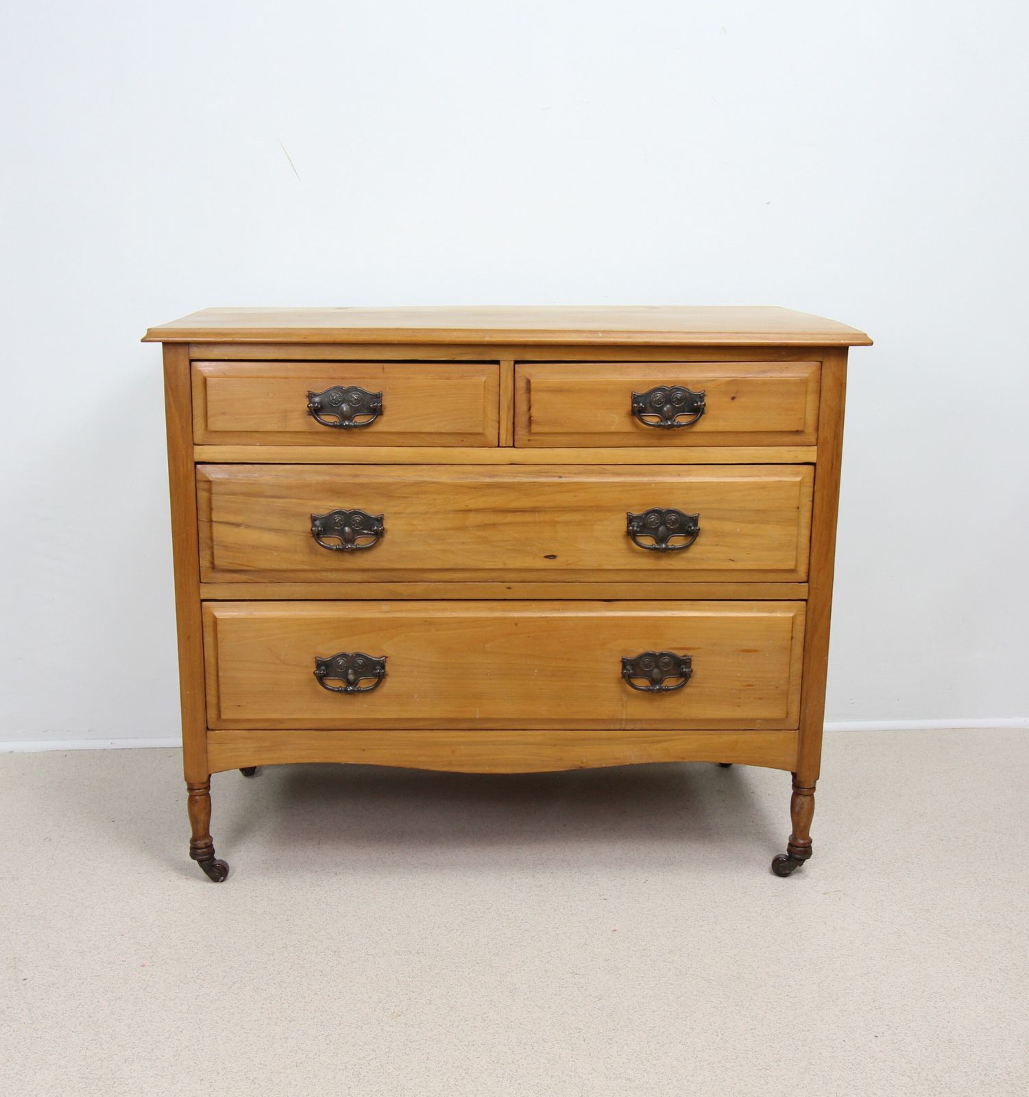 Vintage Satinwood 4 Drawer Chest Of Drawers