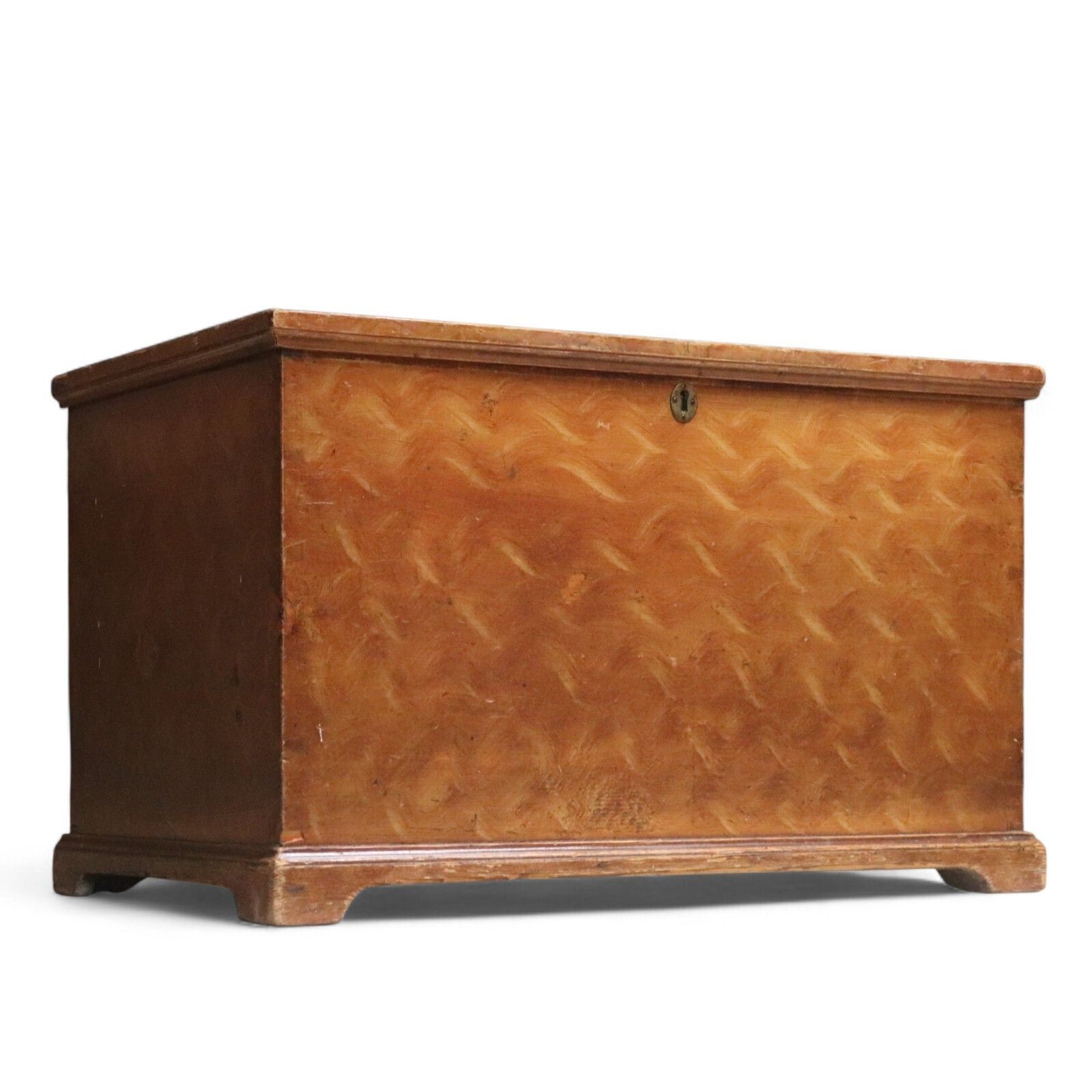 Antique Scumbled Pine Blanket Box Early 20th Century Grain Painted Chest