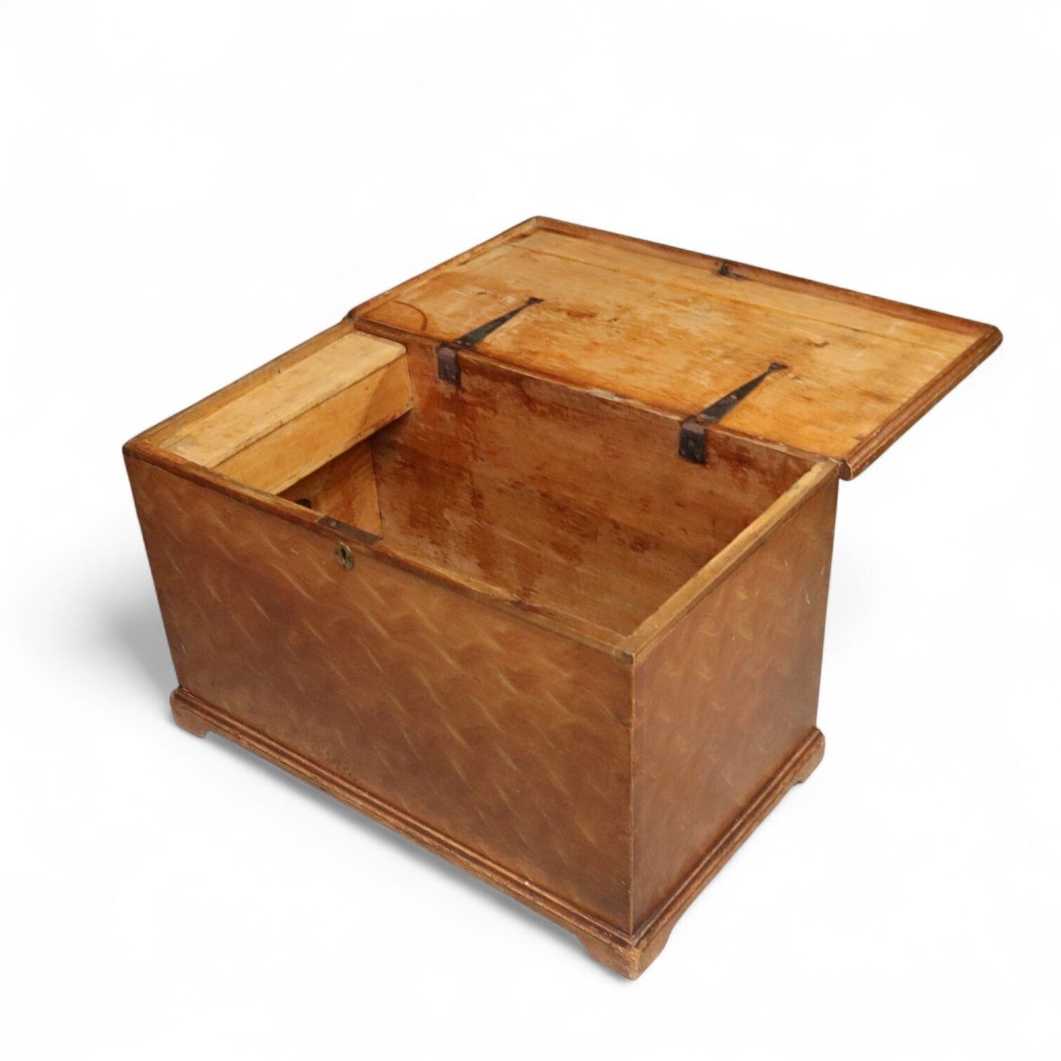 Antique Scumbled Pine Blanket Box Early 20th Century Grain Painted Chest photo for sale