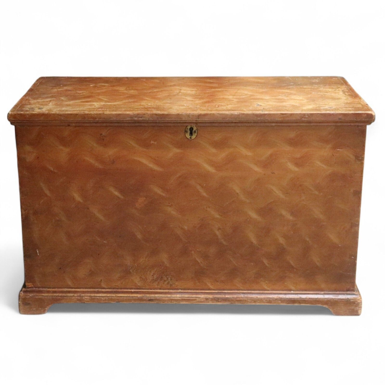 photo for sale Antique Scumbled Pine Blanket Box Early 20th Century Grain Painted Chest