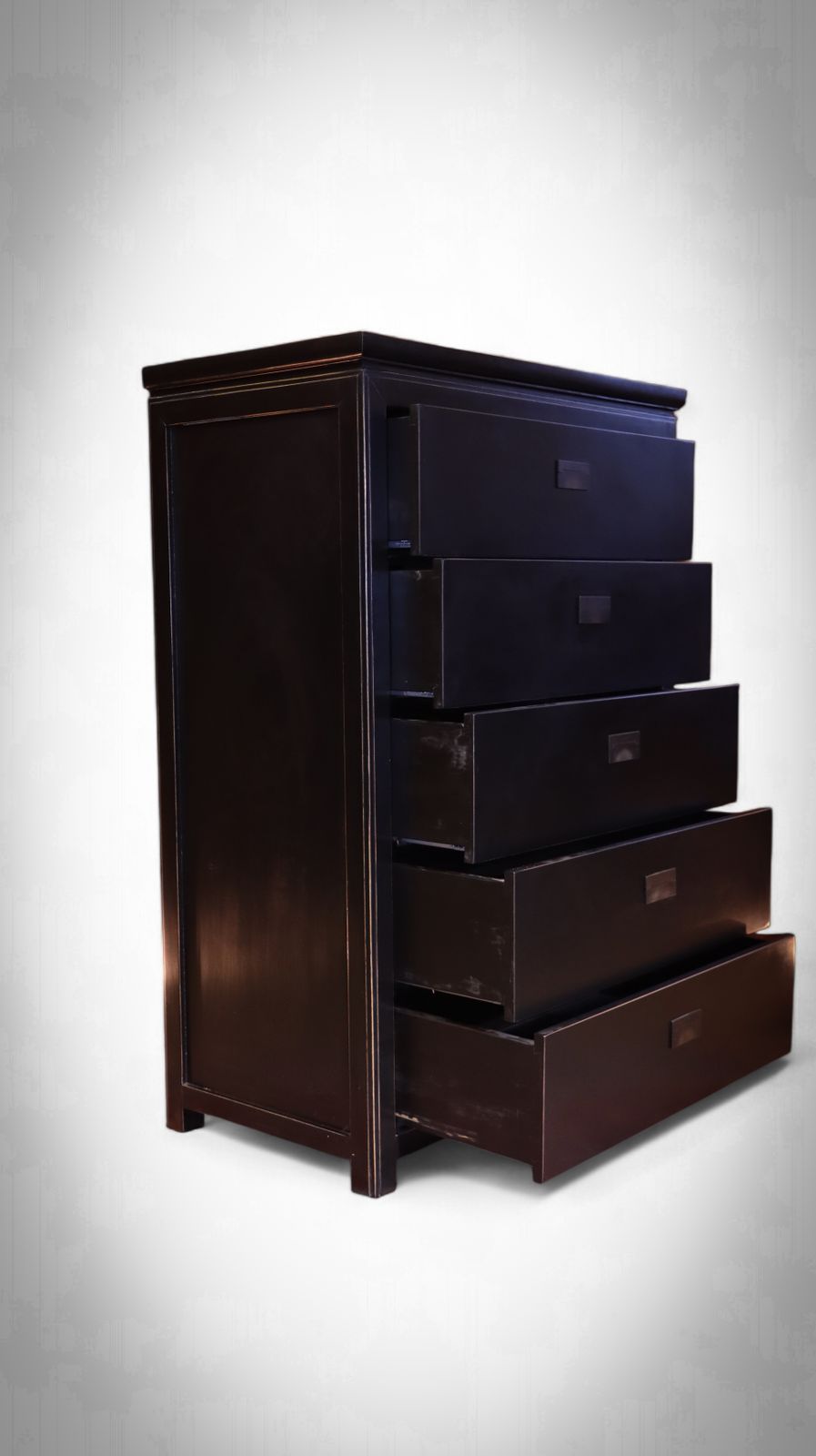 Stunning Lombok Canton Large Chest Of Drawers Solid Wood Black Ash 5 Drawers photo furniture