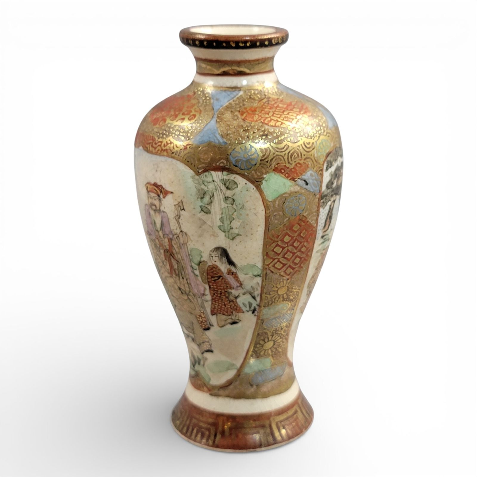Miniature Satsuma Vase, Kyoto, Signed Chosei, Meiji Period, 10.7cm photo furniture