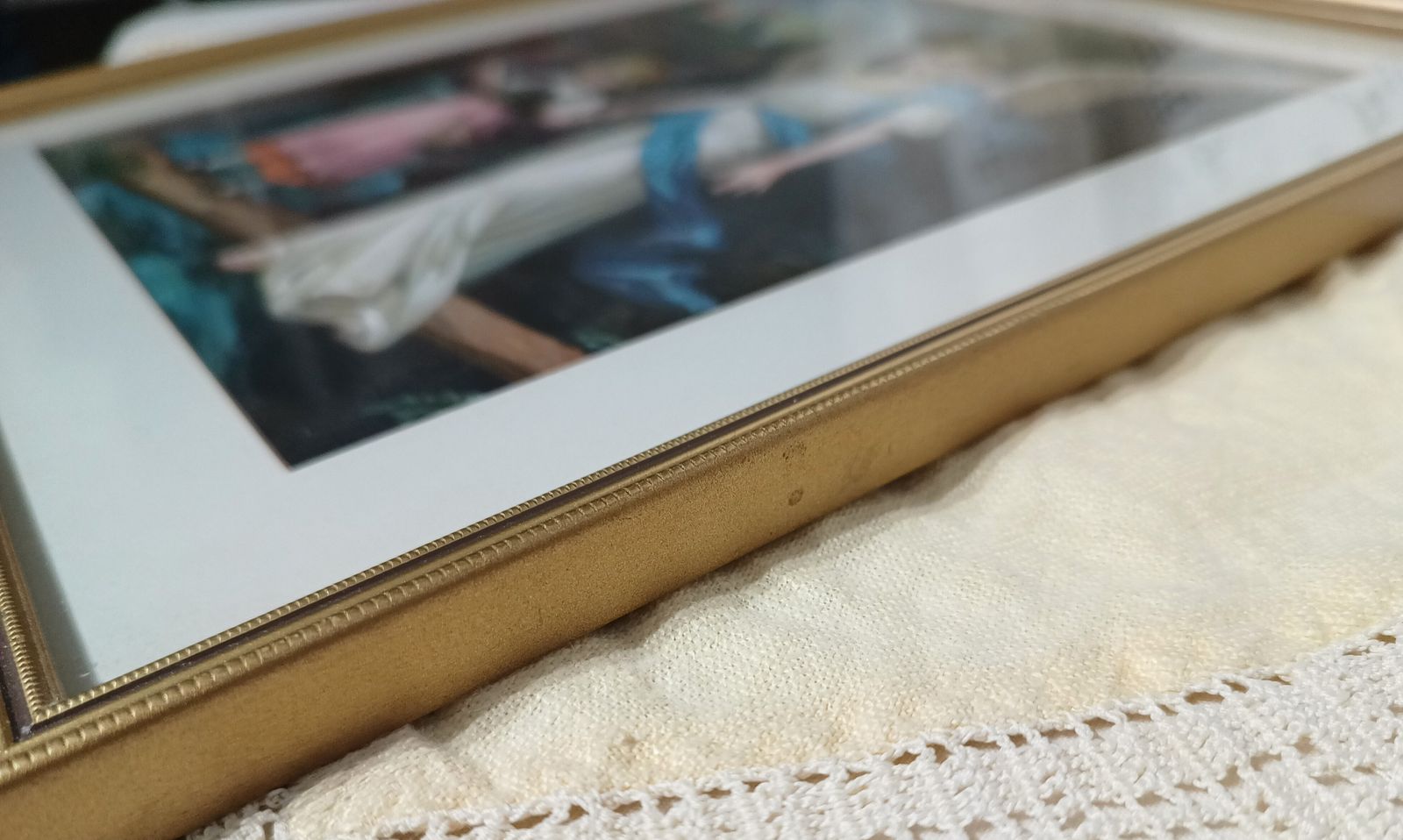 photo furniture Antique Chromolithograph The Guardian Angel And Child Framed.